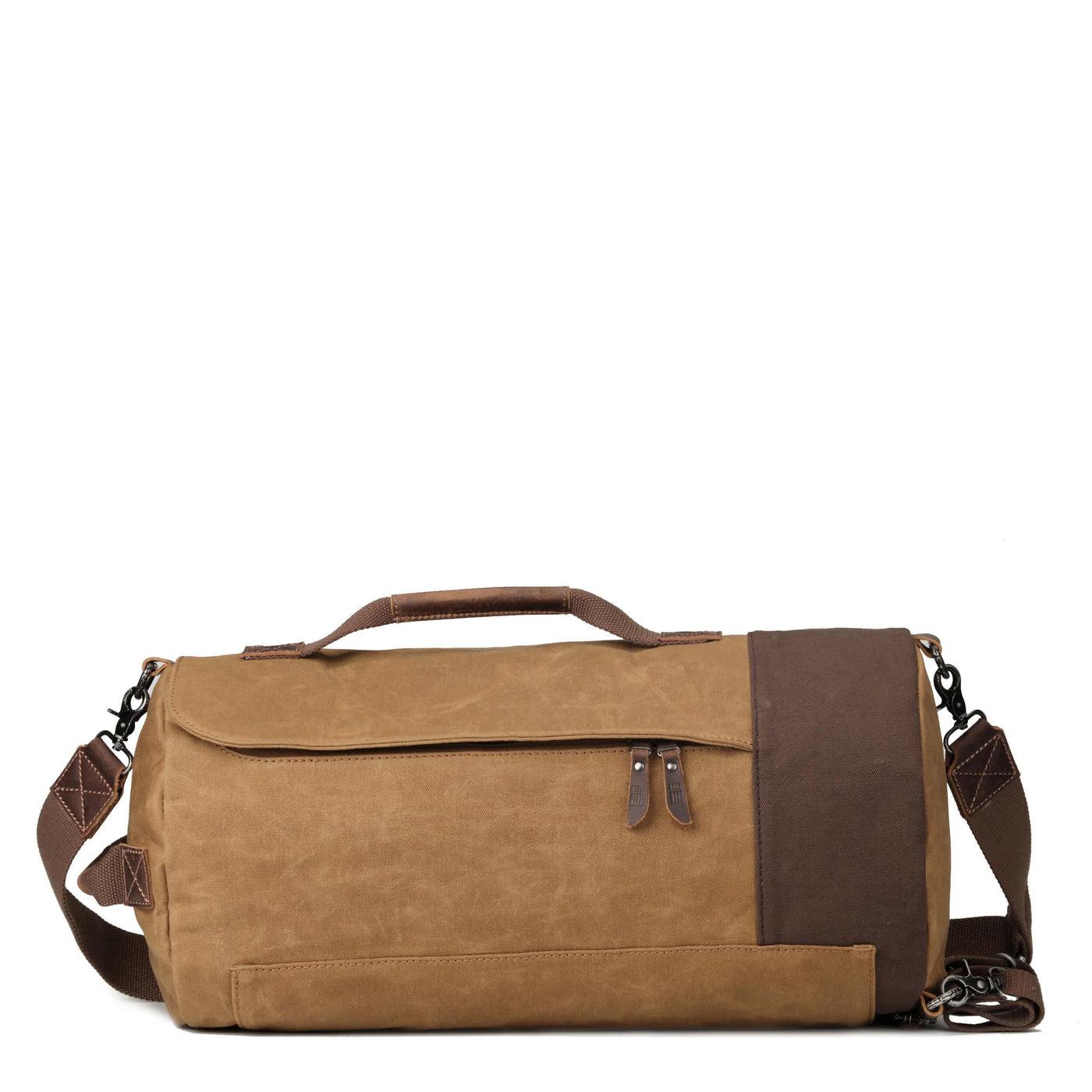 HERITAGE CANVAS TRAVEL DUFFEL BAG - CAMEL - RUTHERFORD & Co