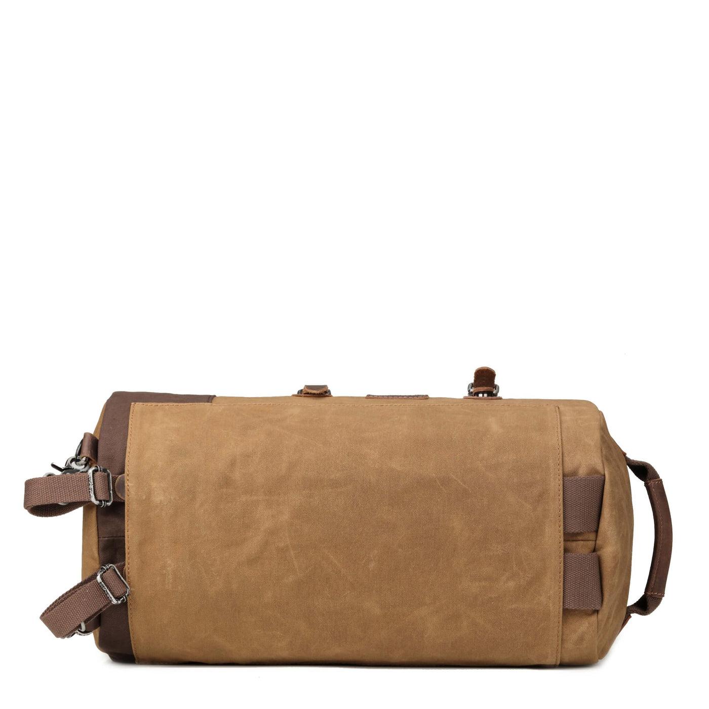 HERITAGE CANVAS TRAVEL DUFFEL BAG - CAMEL - RUTHERFORD & Co