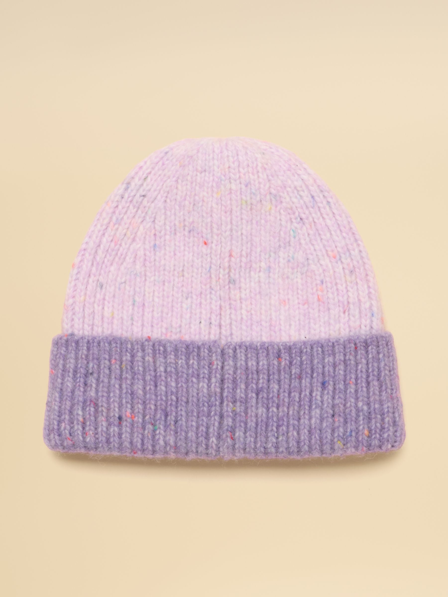 Colourblock Lilac Purple Beanie Hat