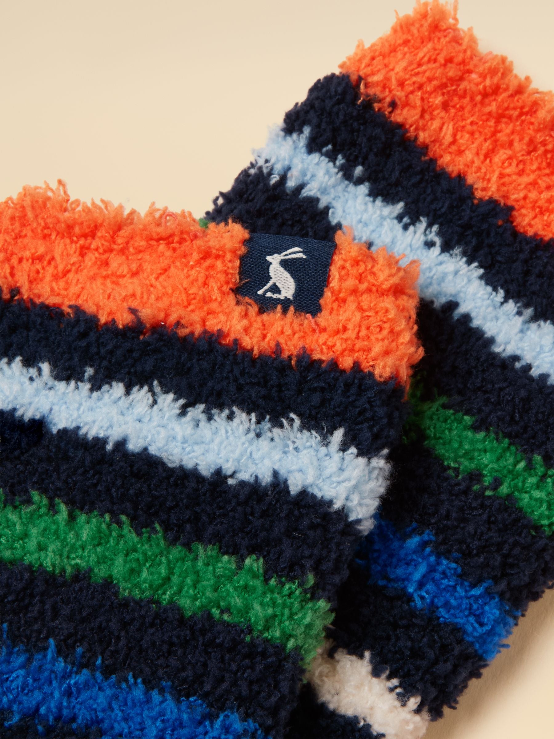 Kids Fluffy Navy Stripe Socks