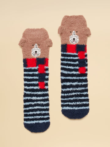 Fluffy Socks - Blue Dog