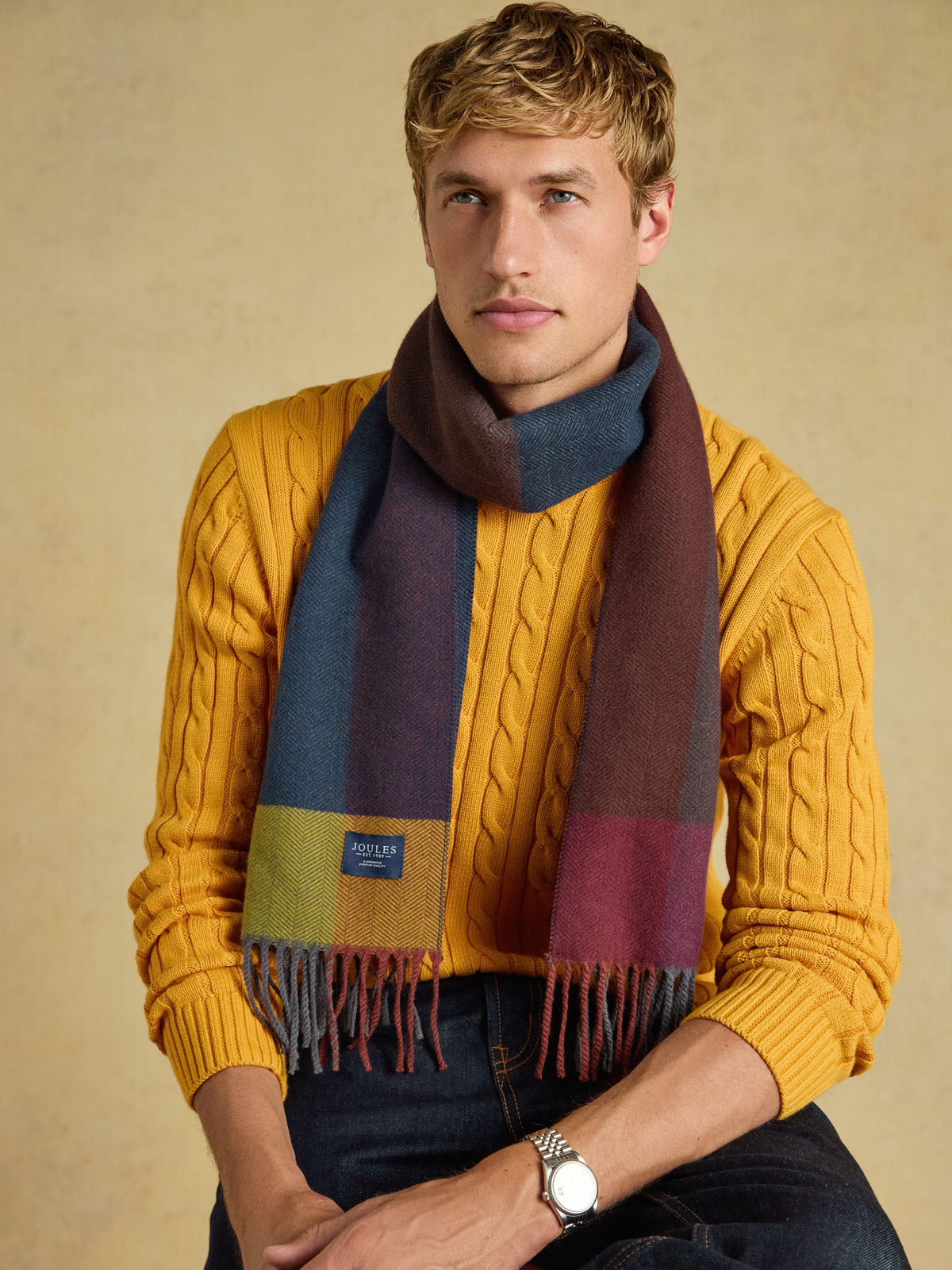 Langtree Scarf - Multi Herringbone Colourblock