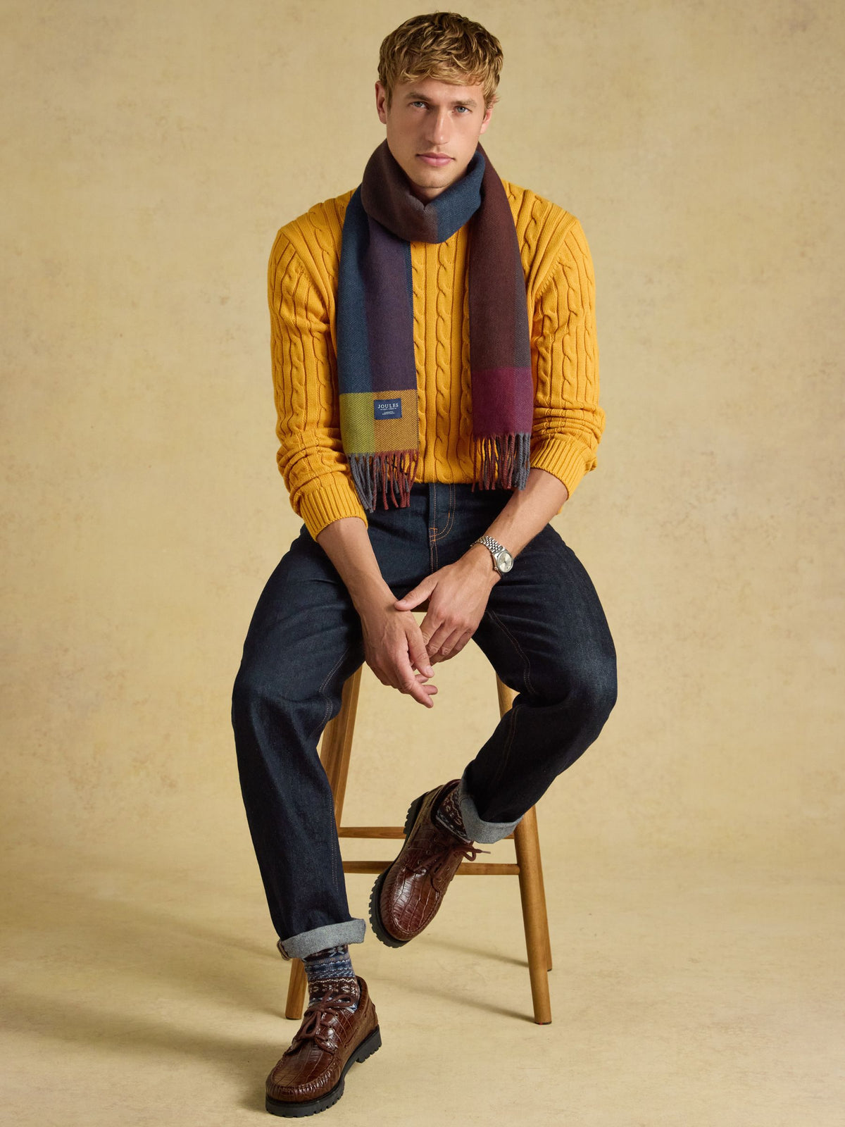 Langtree Scarf - Multi Herringbone Colourblock
