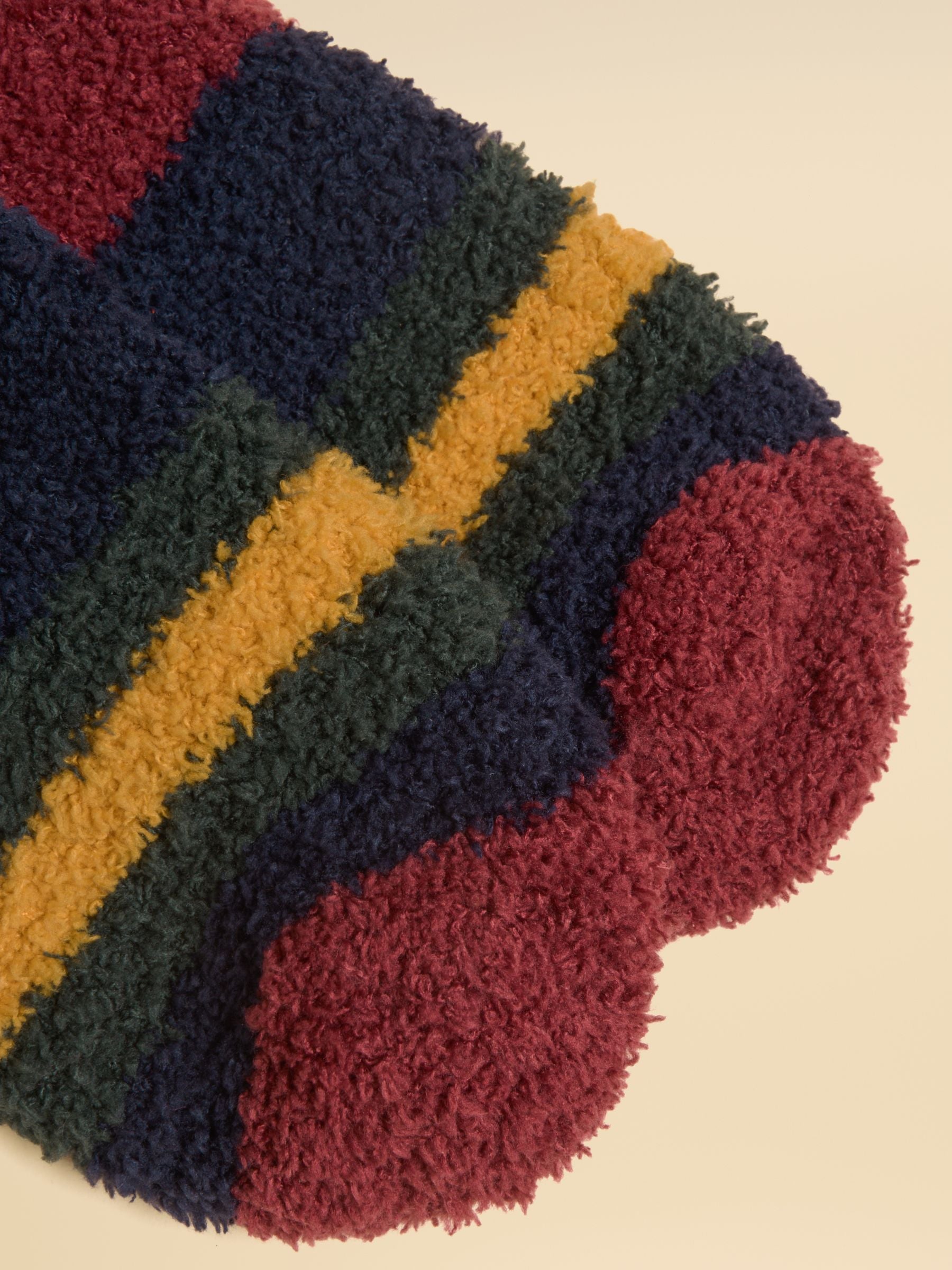 Fluffy Red & Navy Stripe Socks