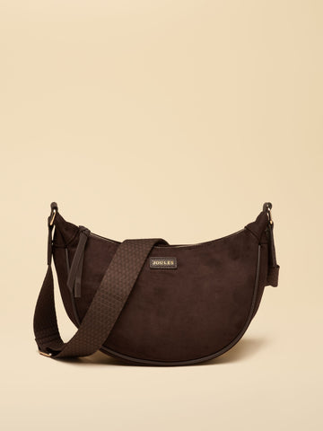 Suedette Chocolate Brown Moon Cross Body bag