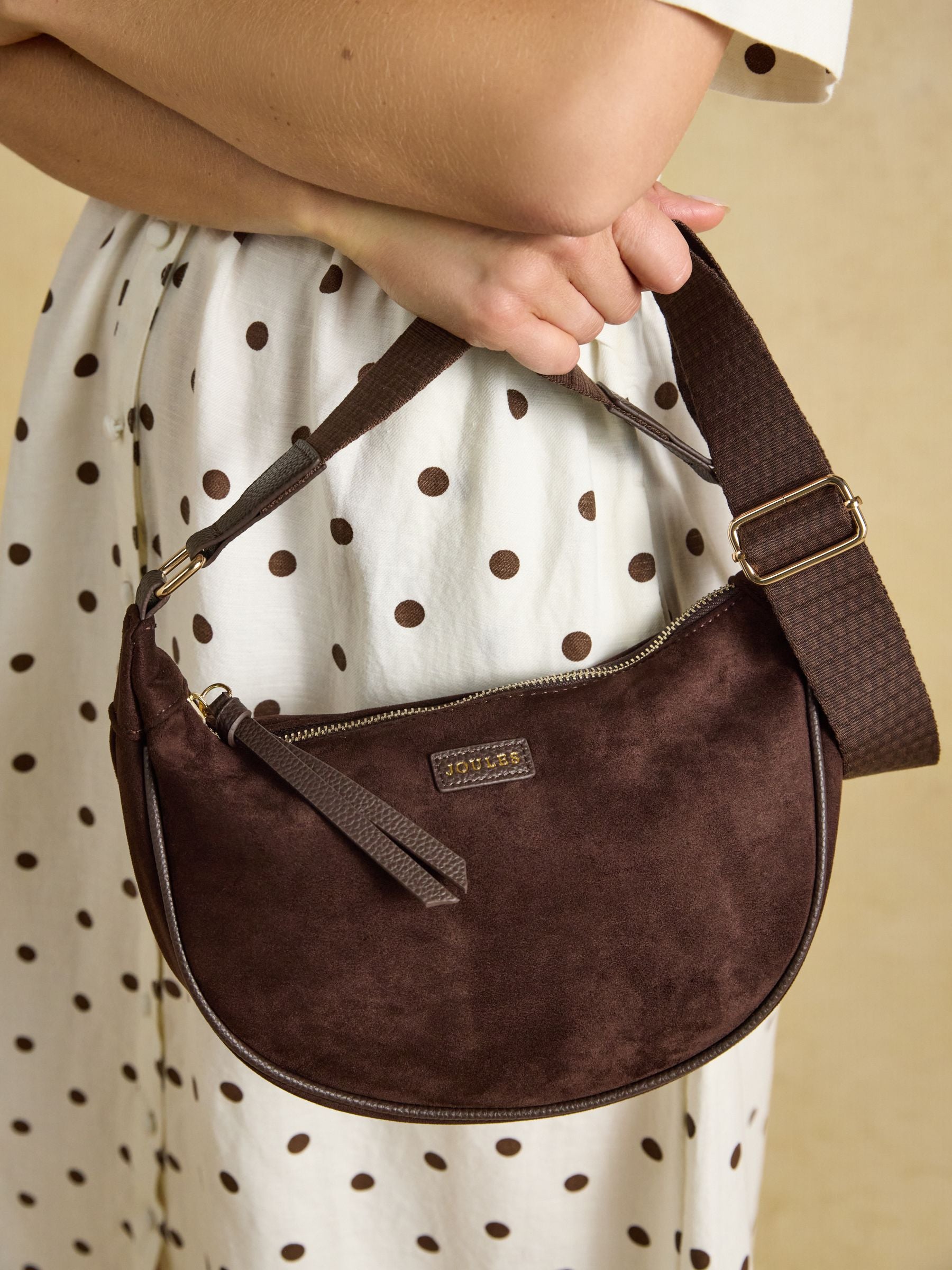 Suedette Chocolate Brown Moon Cross Body bag