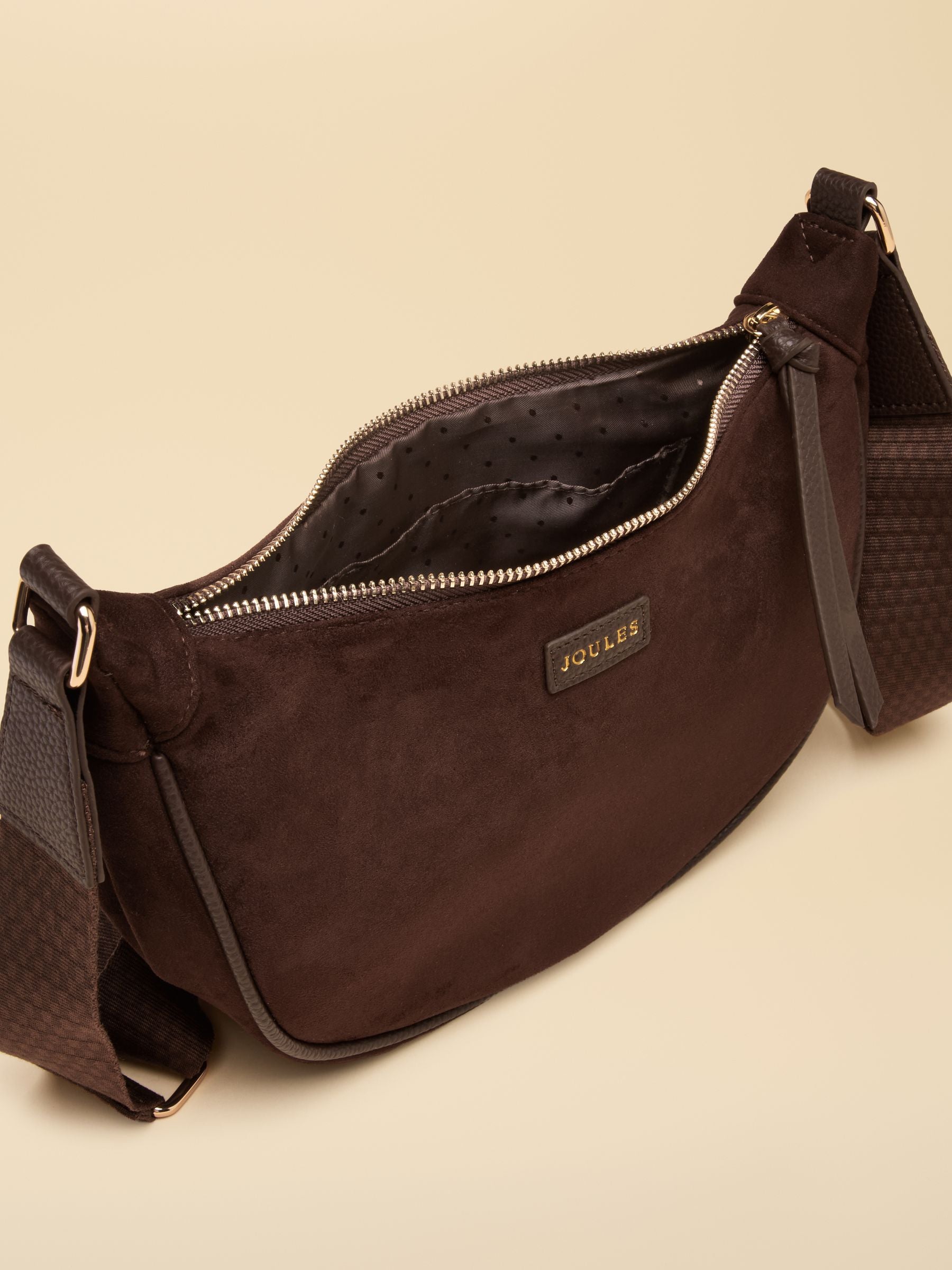 Suedette Chocolate Brown Moon Cross Body bag