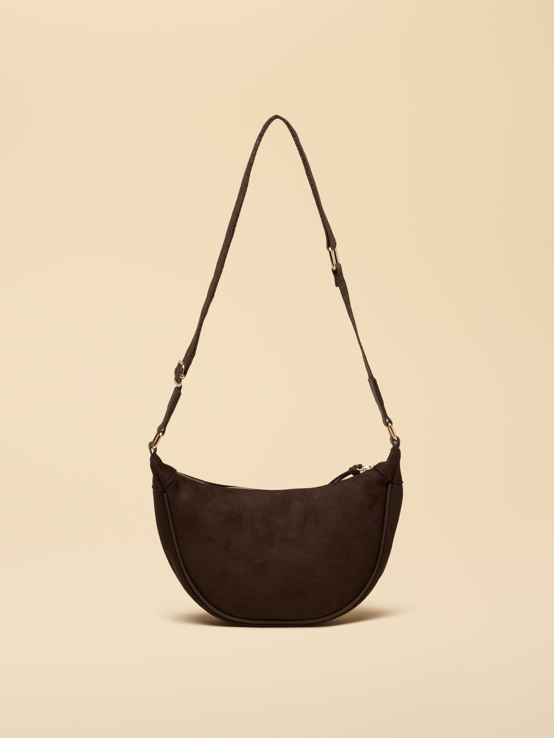 Suedette Chocolate Brown Moon Cross Body bag