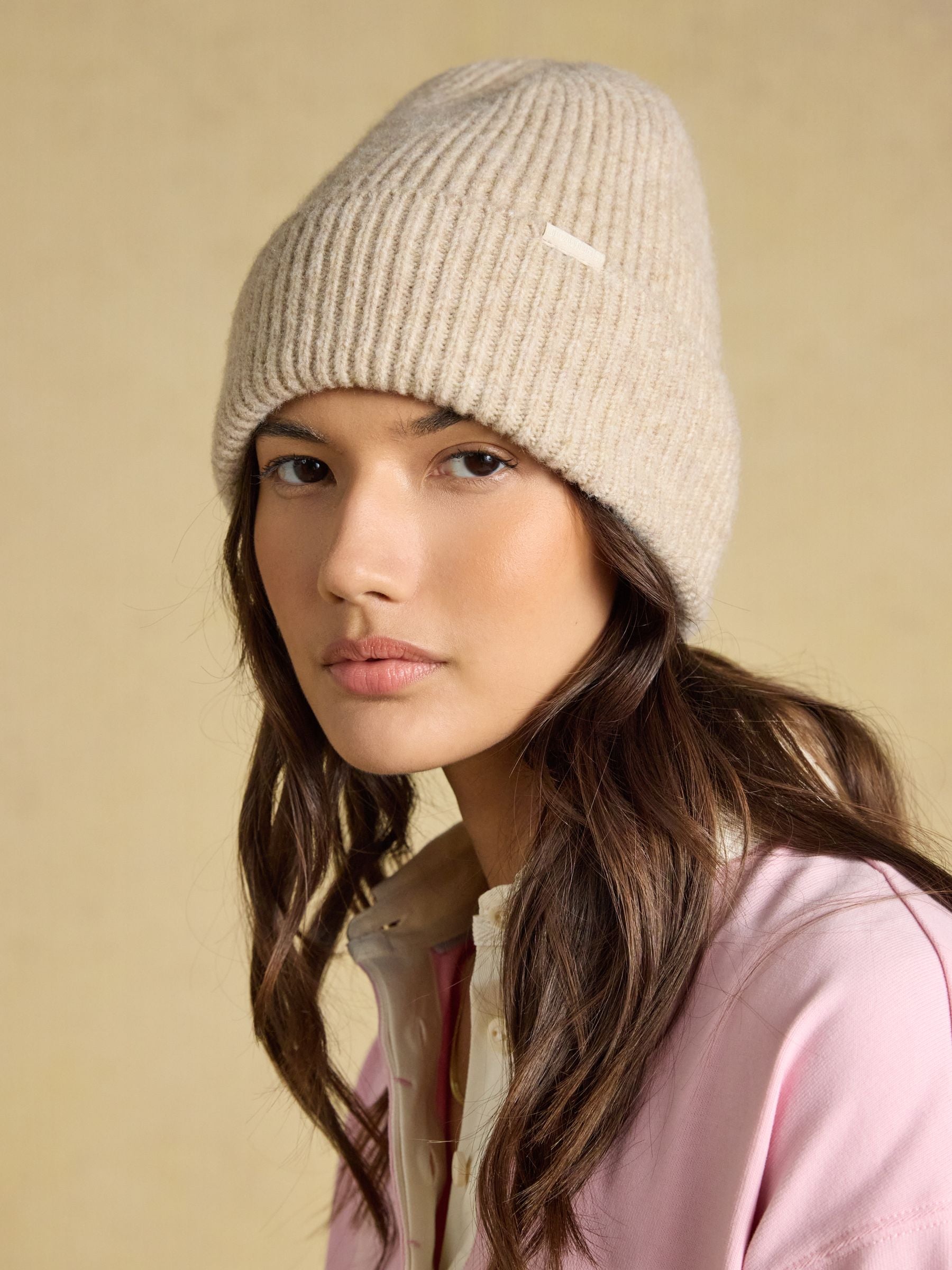 Fine Knit Oatmeal Beanie Hat