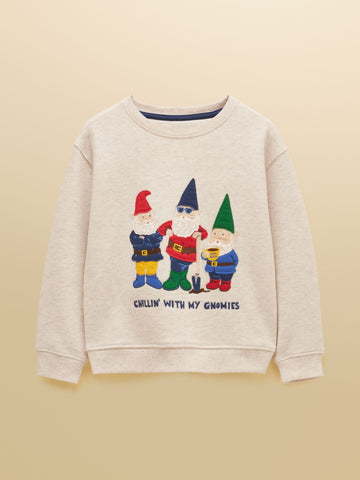 Applique Sweatshirt - Oat Gnome