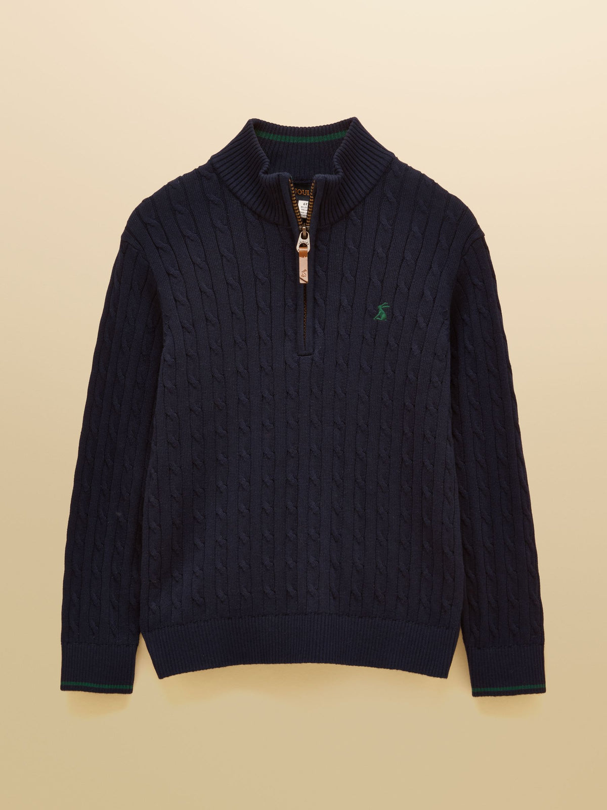 Hillside Cable Knit Quarter Zip Jumper – Navy