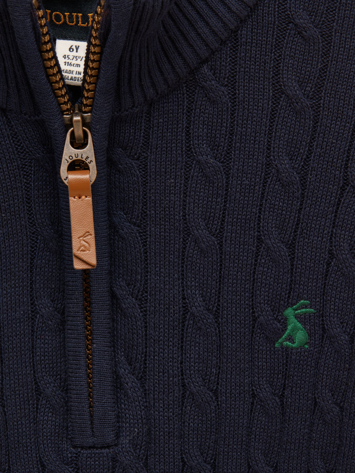 Hillside Cable Knit Quarter Zip Jumper – Navy