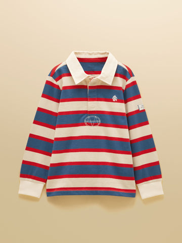 Boys' Rugby Club Red & Blue Long Sleeve Rugby Shirt