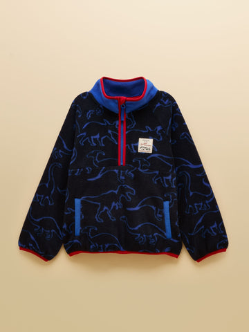 Polar Fleece Quarter Zip - Navy Dino