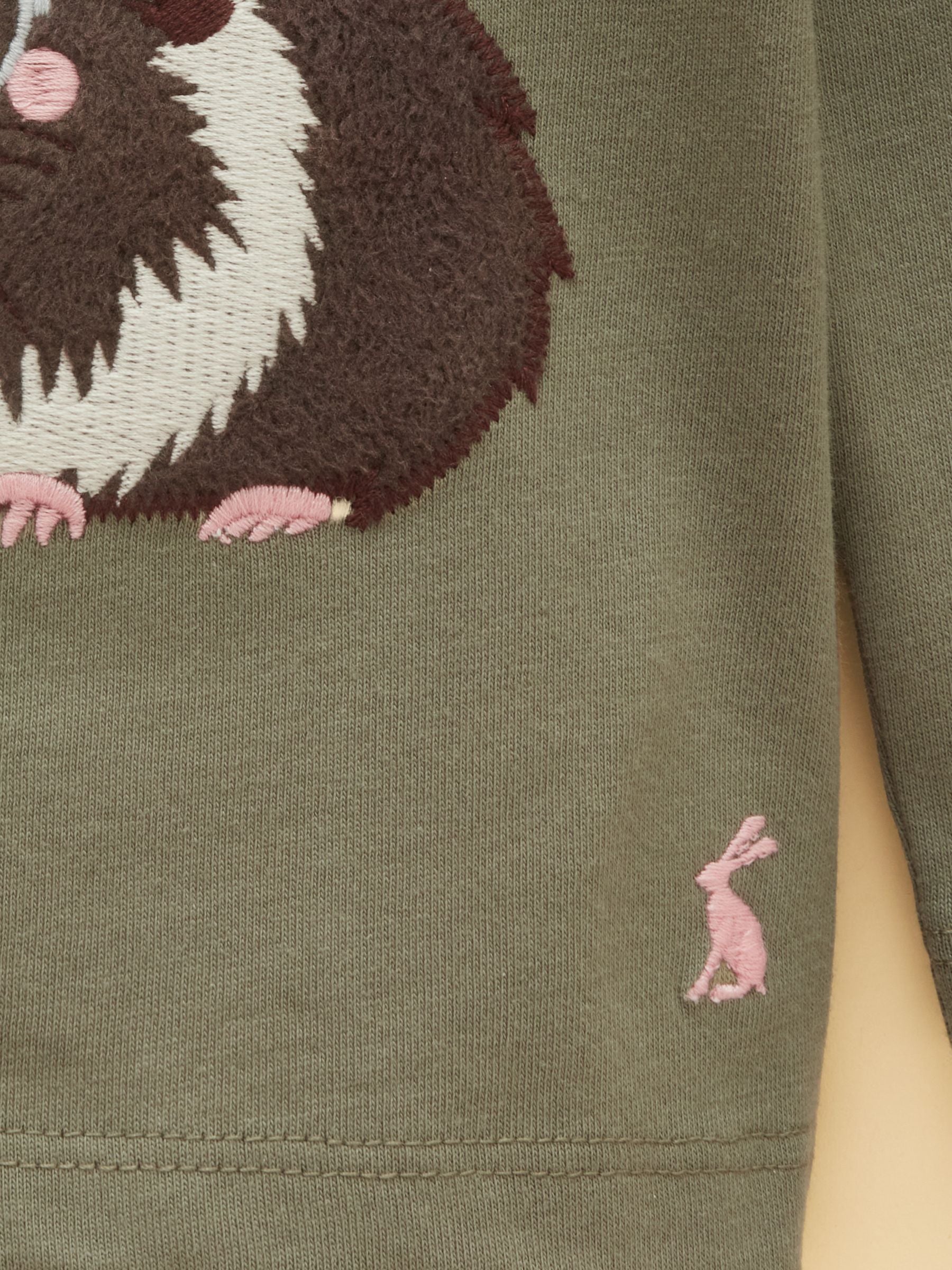 Girls' Ava Khaki Green Applique Long Sleeve Top
