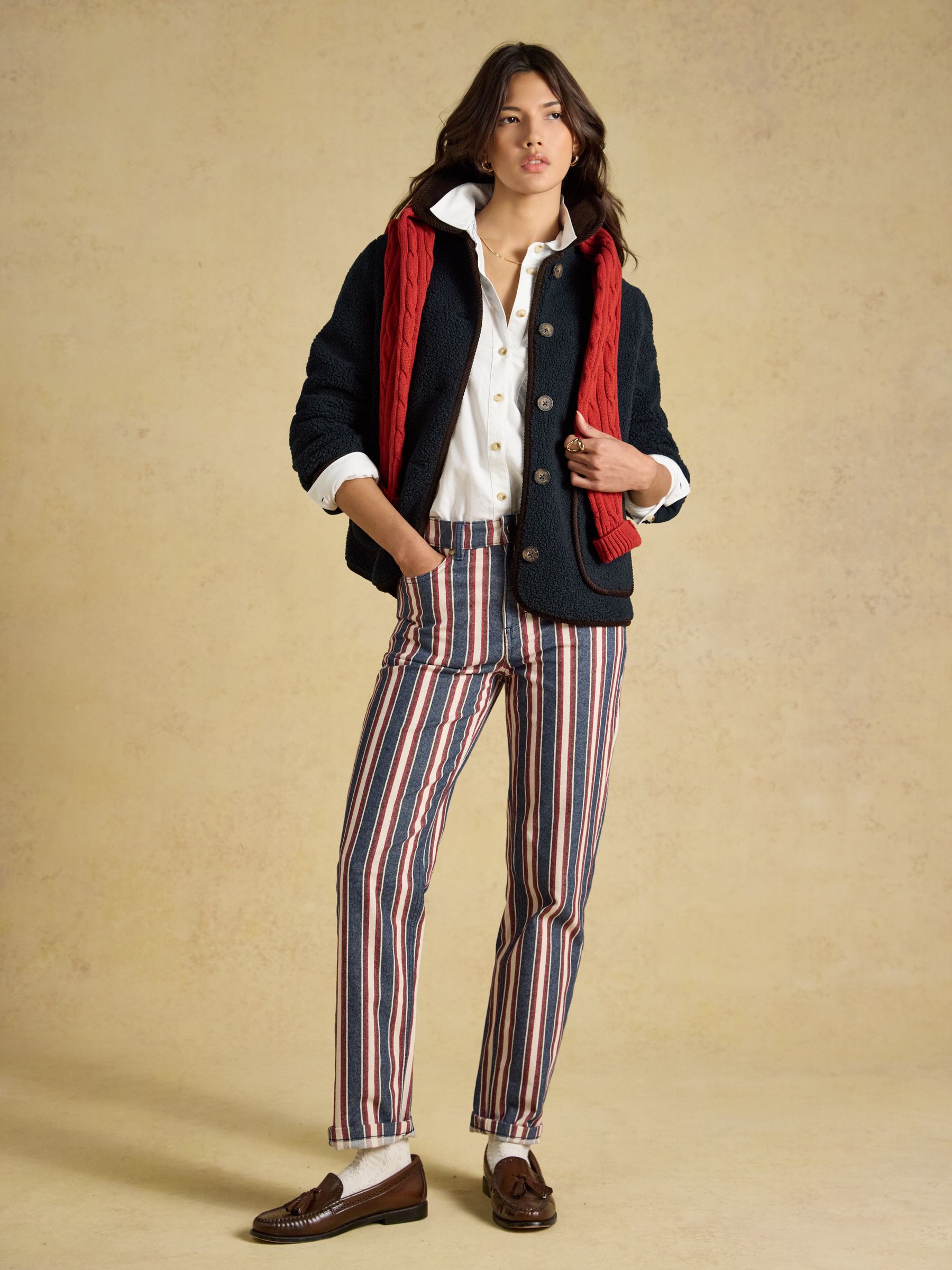 Sadie Navy Button Through Fleece Jacket