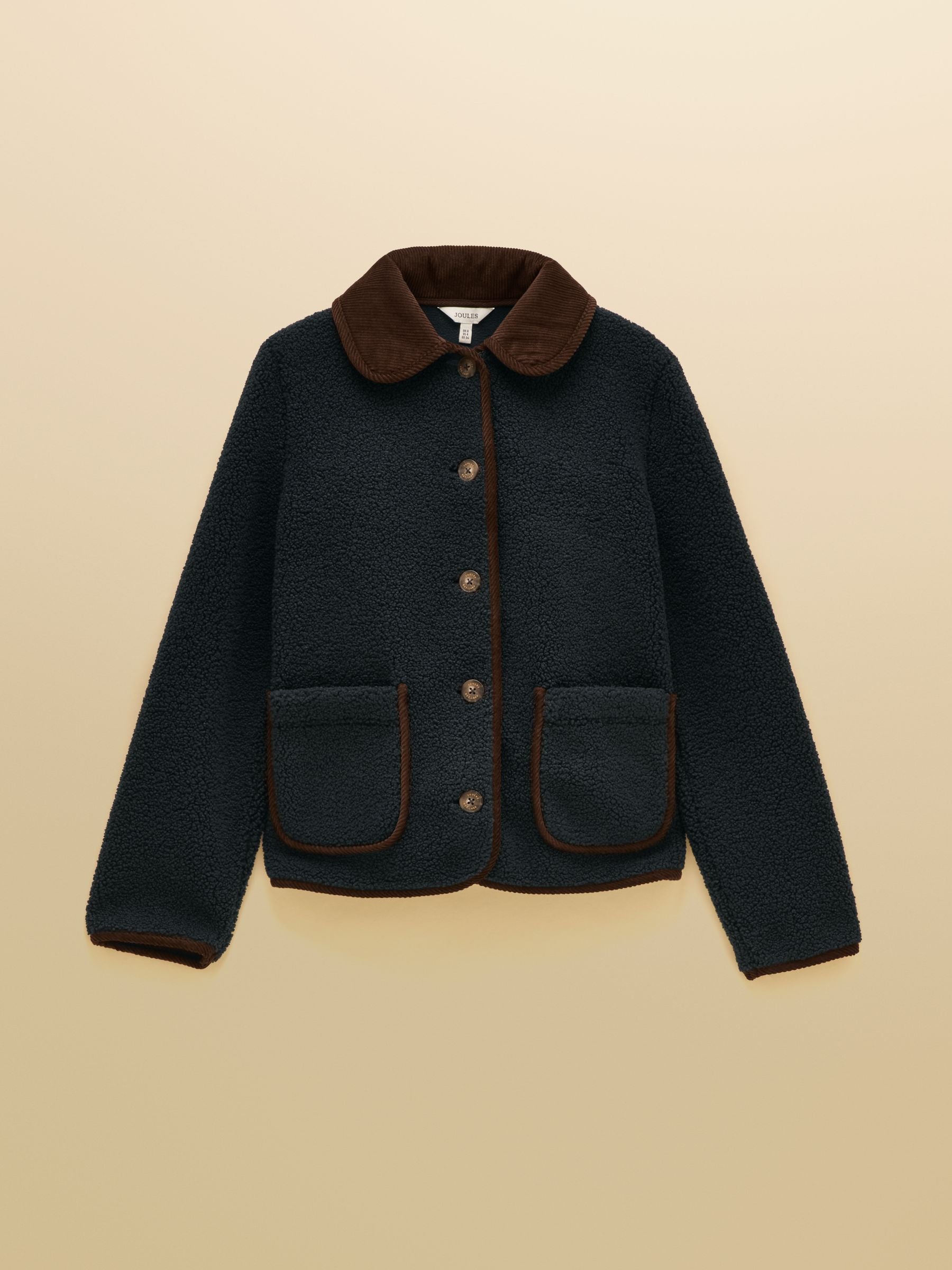 Sadie Navy Button Through Fleece Jacket