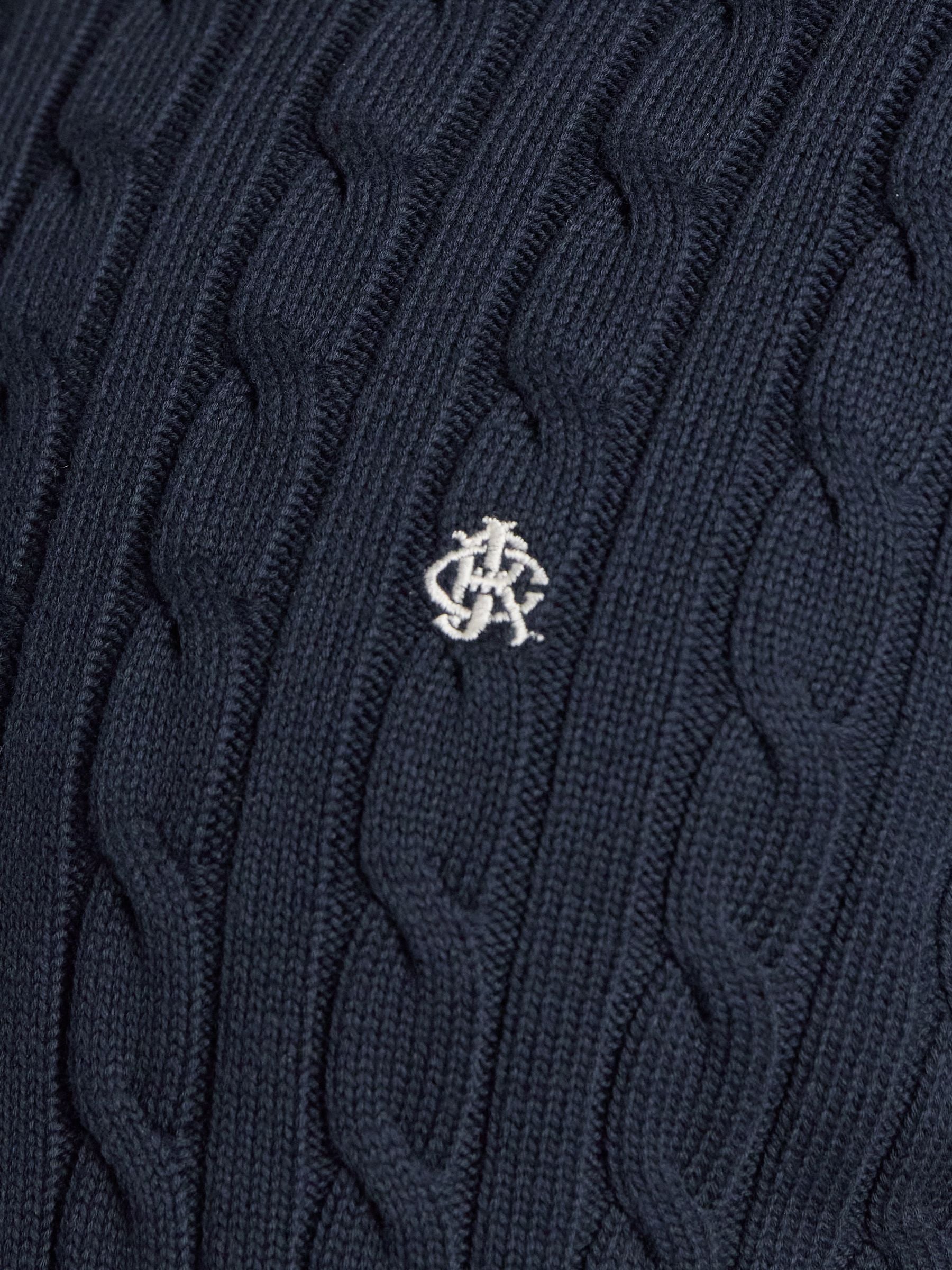 Navy Crew Neck Cotton Cable Knit Jumper