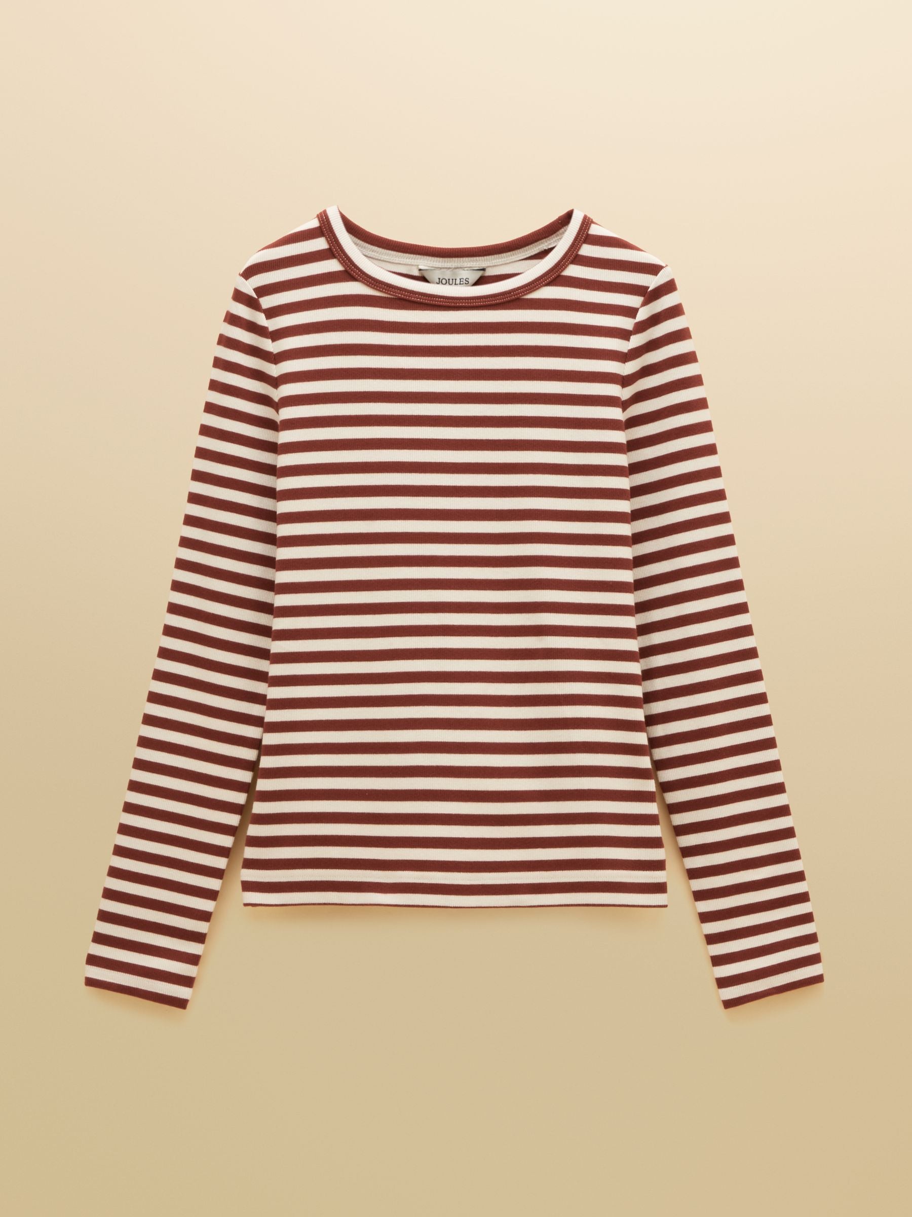 Sophie Russet Striped Long Sleeve Ribbed Fitted T-Shirt