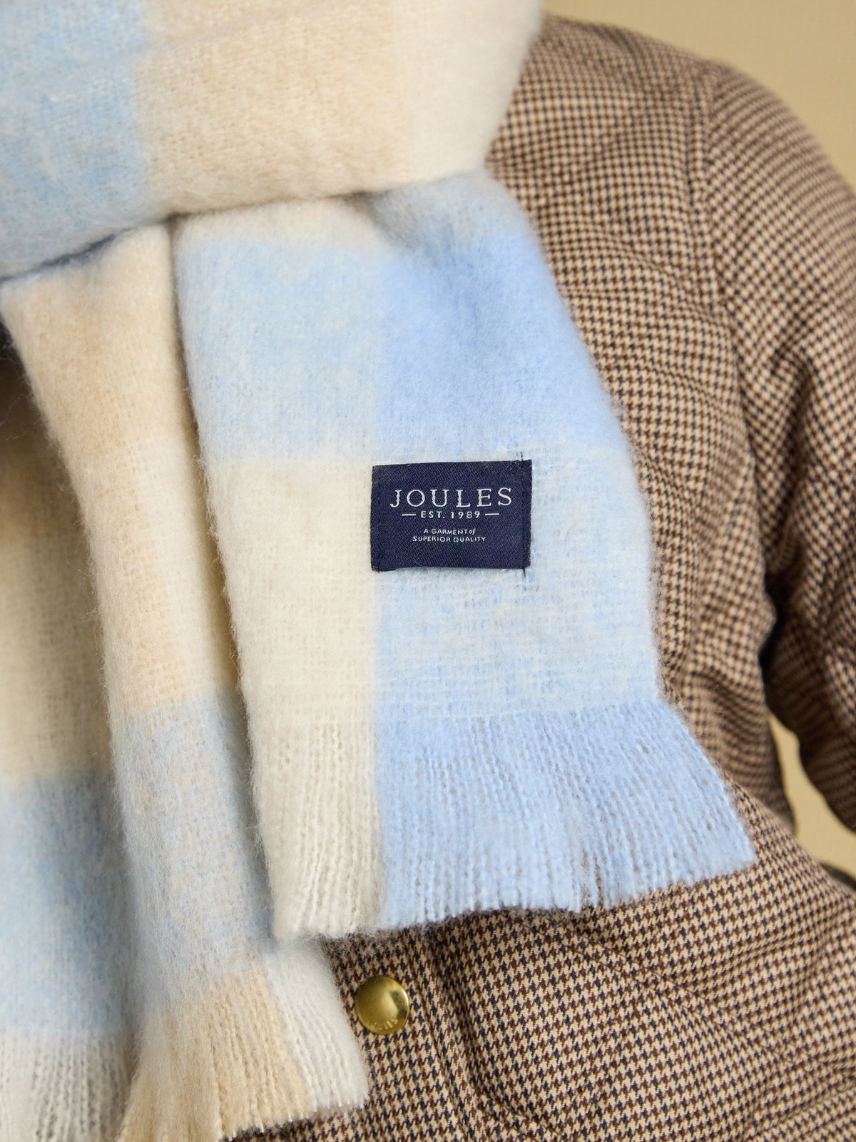 Brushed Scarf - Blue/Ecru Gingham