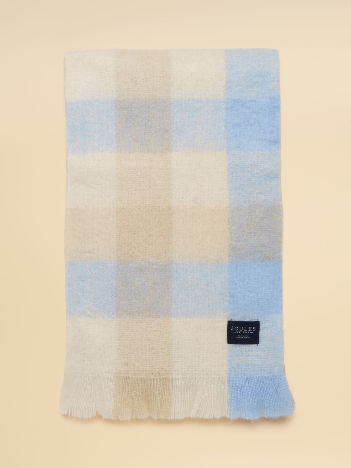 Brushed Scarf - Blue/Ecru Gingham