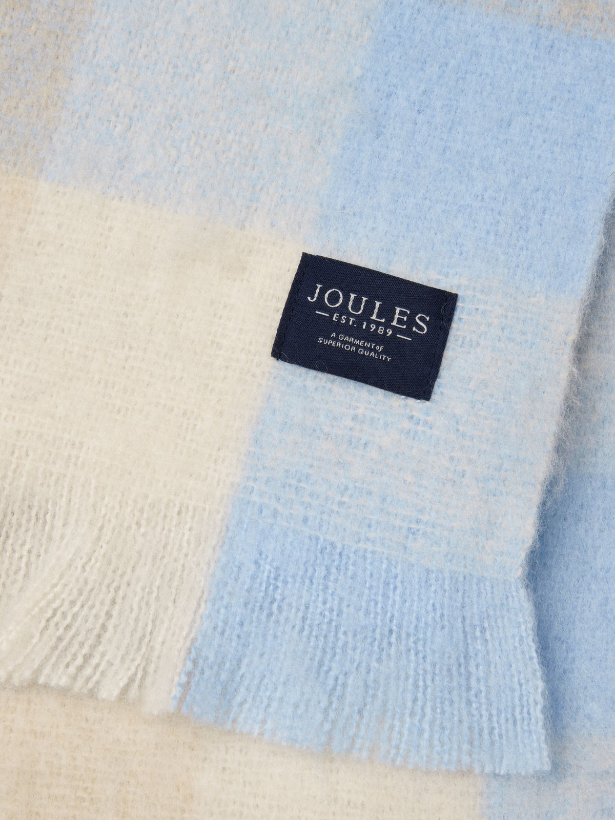 Brushed Scarf - Blue/Ecru Gingham