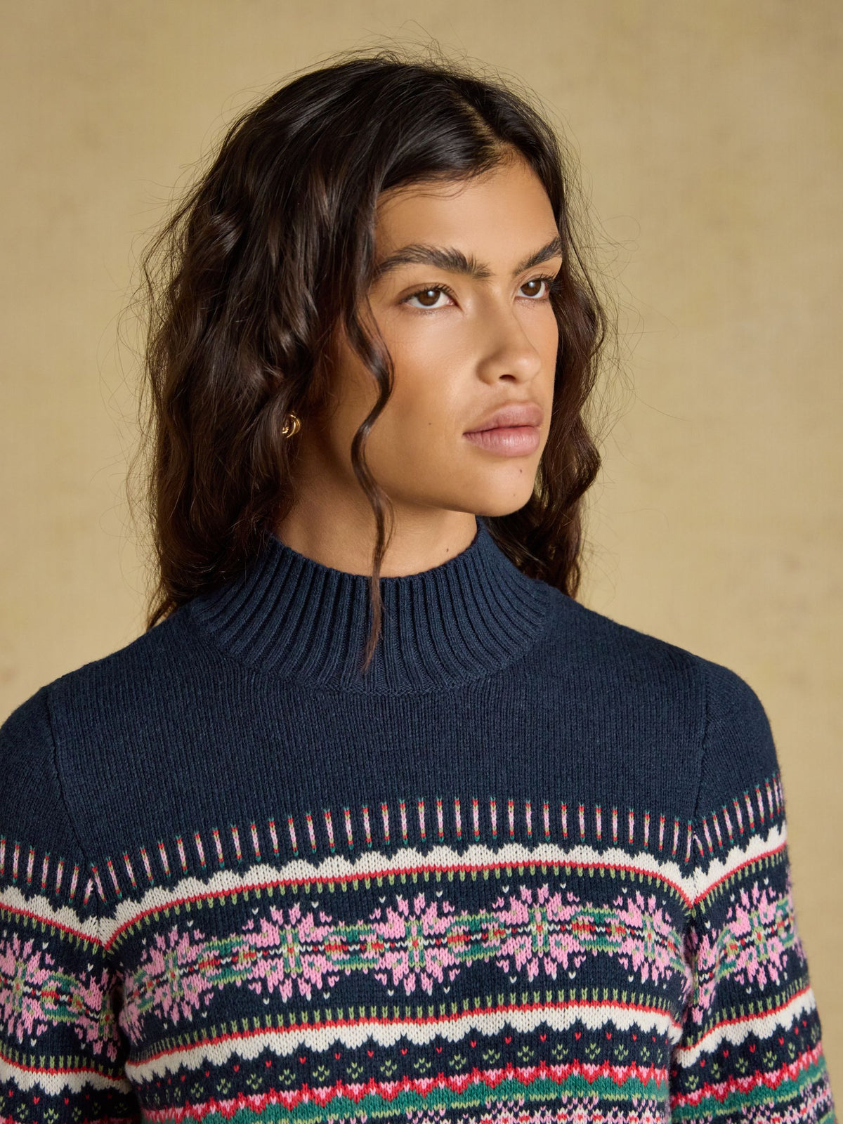 Cotton Blend Knitted Jumper - Navy