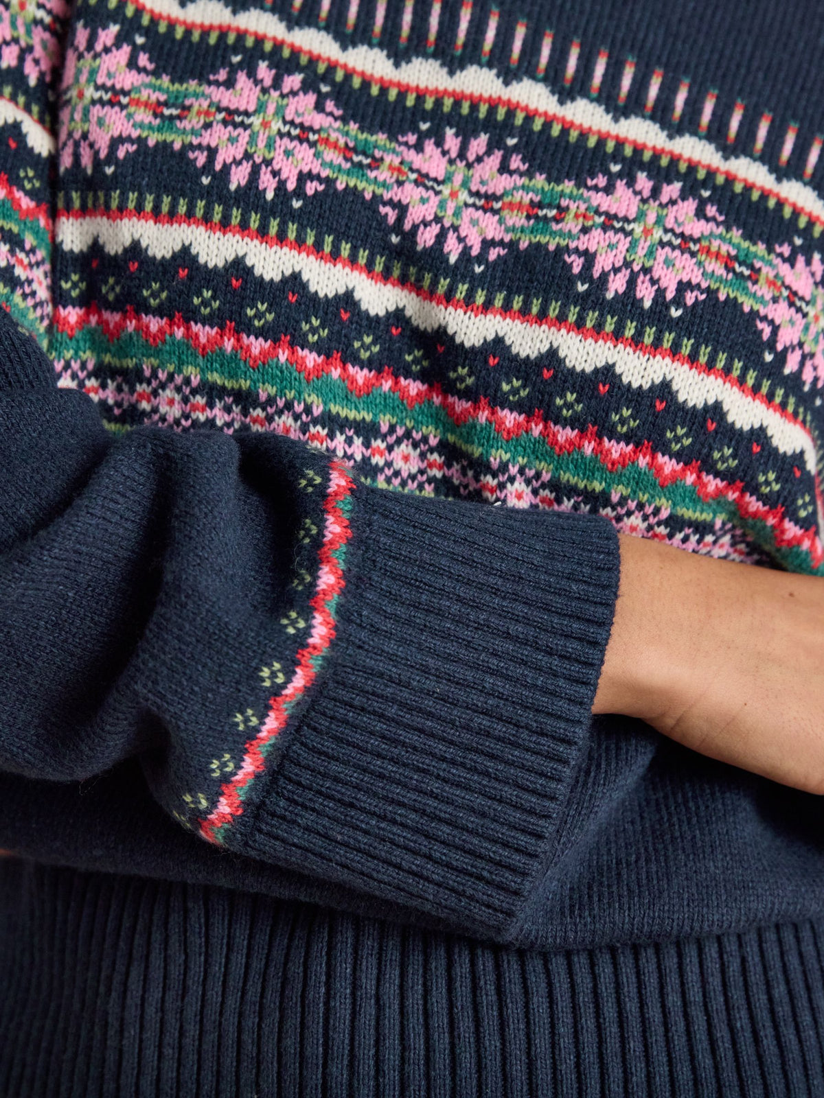 Cotton Blend Knitted Jumper - Navy