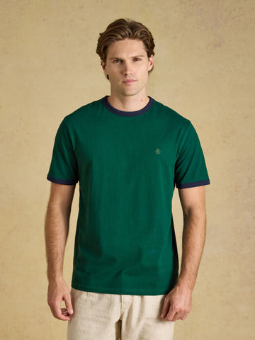 Rugby Club Green Crew Neck Cotton T-Shirt