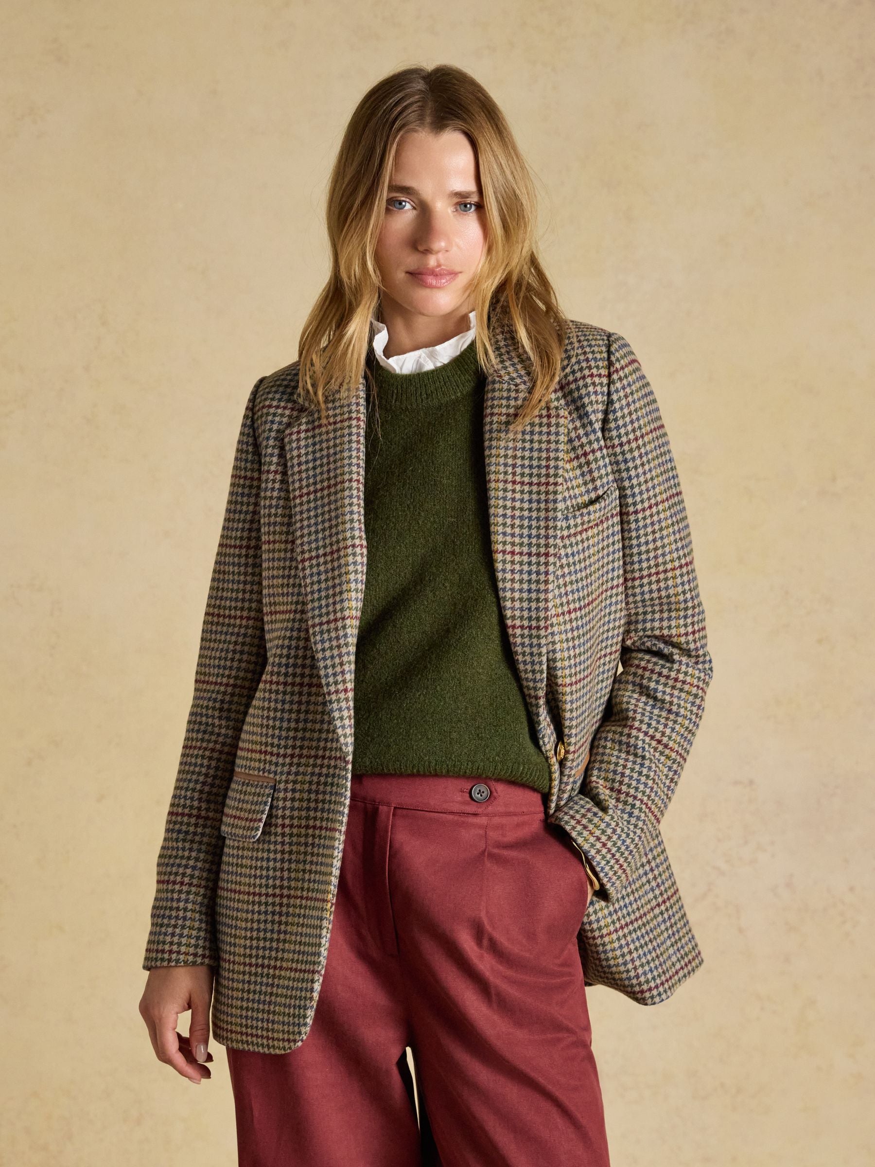 Hackmore Check Relaxed Fit Tweed Blazer With Wool