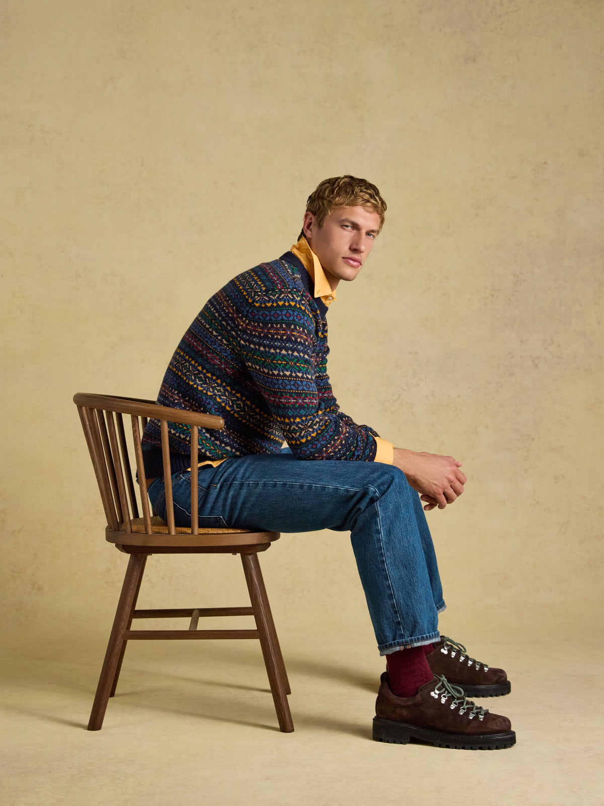 Fair Isle Crew Neck Jumper - Navy Multi