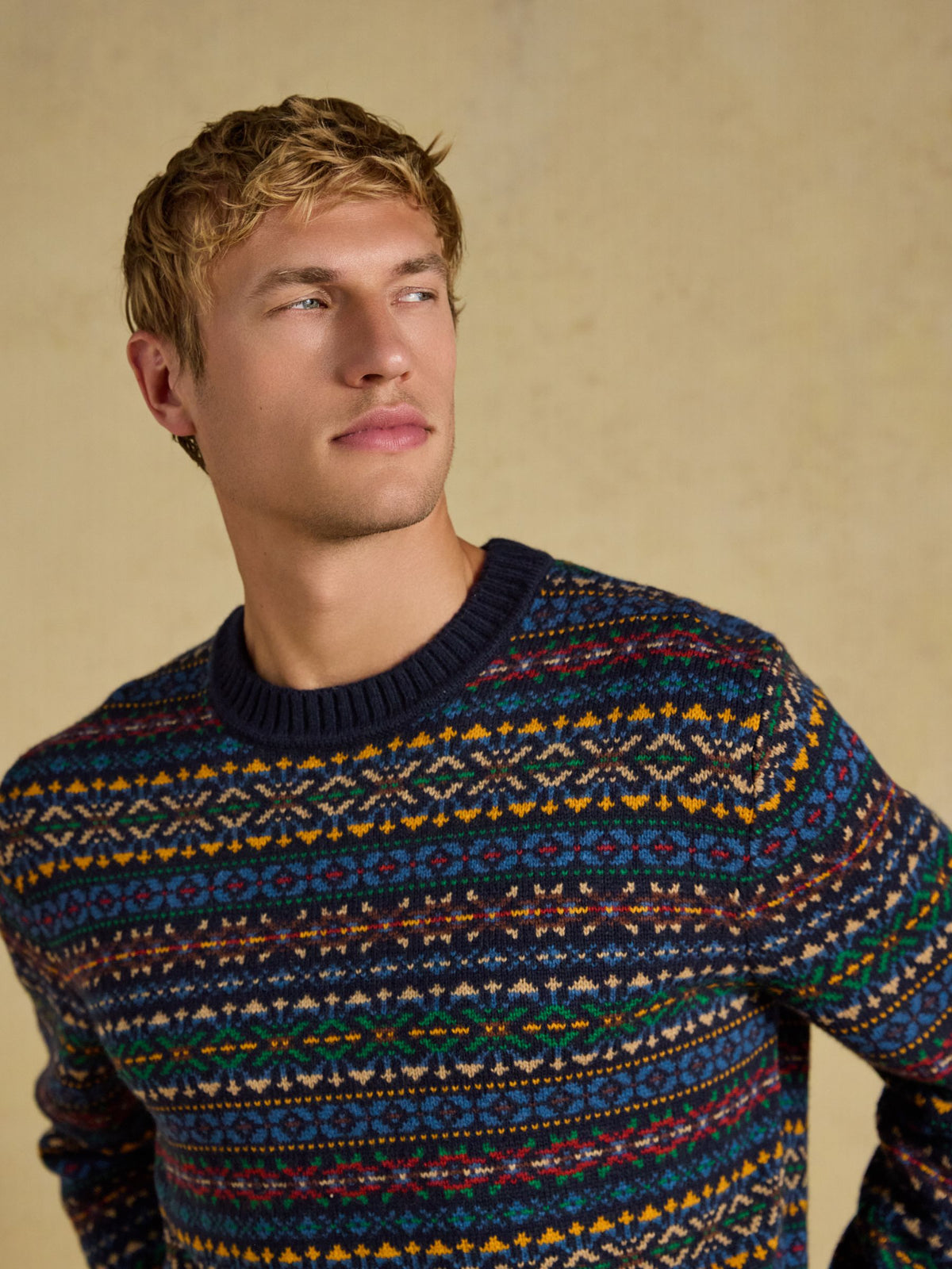 Fair Isle Crew Neck Jumper - Navy Multi