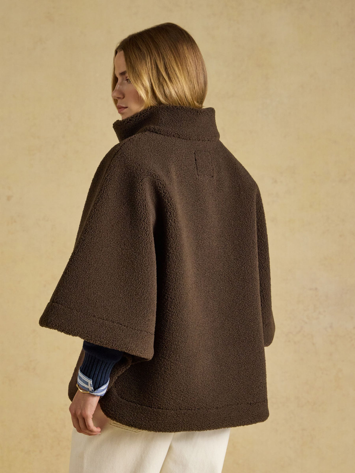 Zip Through Fleece Cape - Chocolate