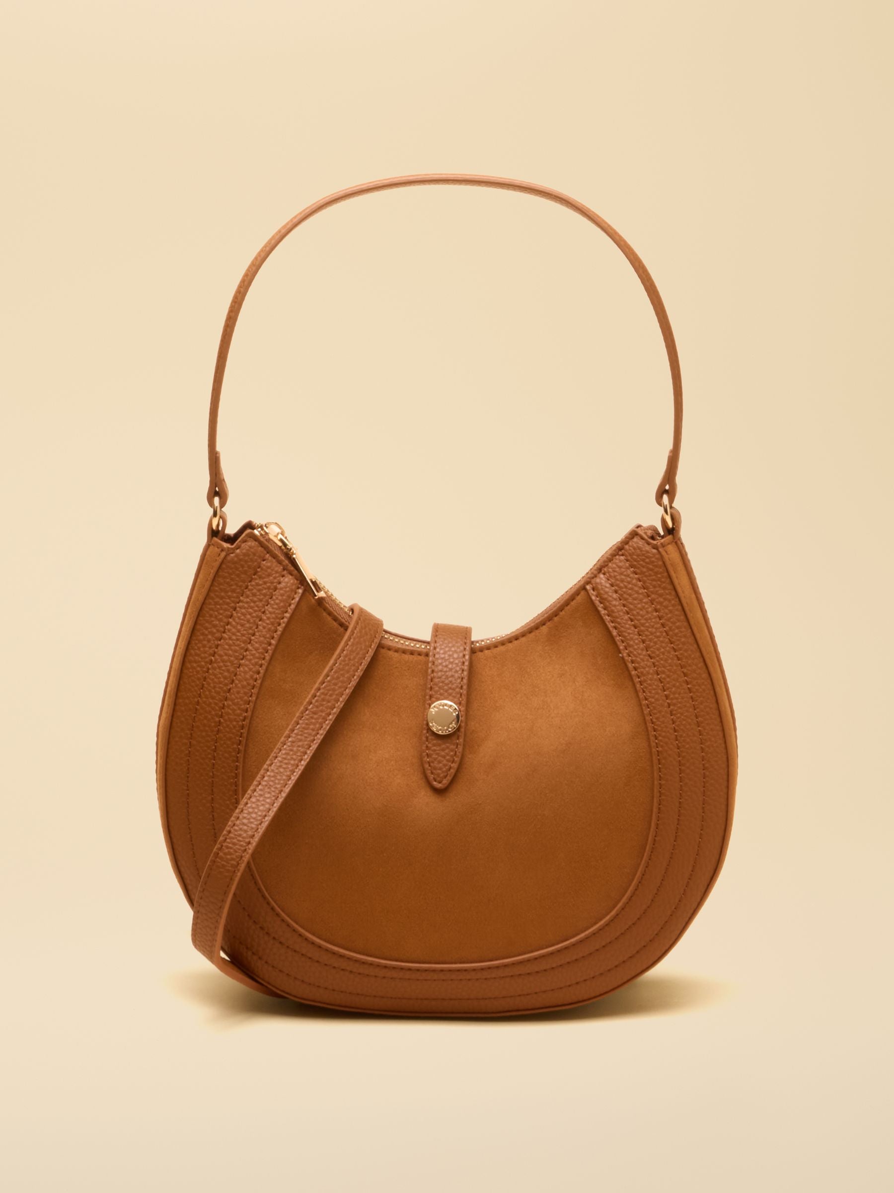 Tan Brown Crossbody Saddle Bag