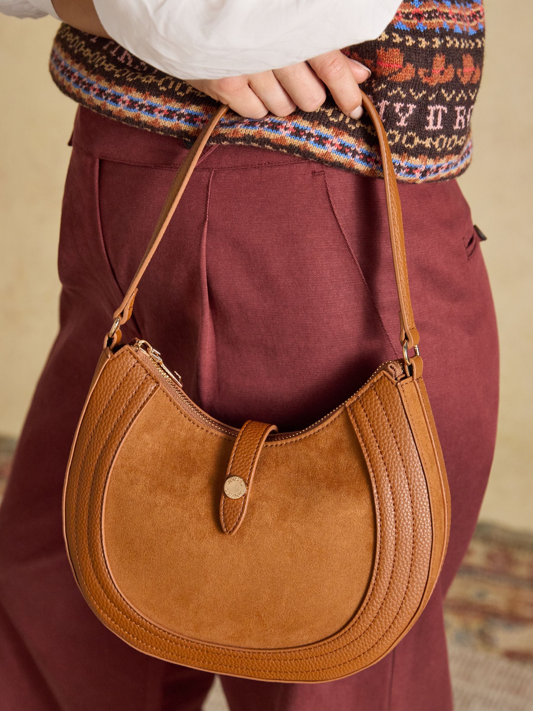 Tan Brown Crossbody Saddle Bag