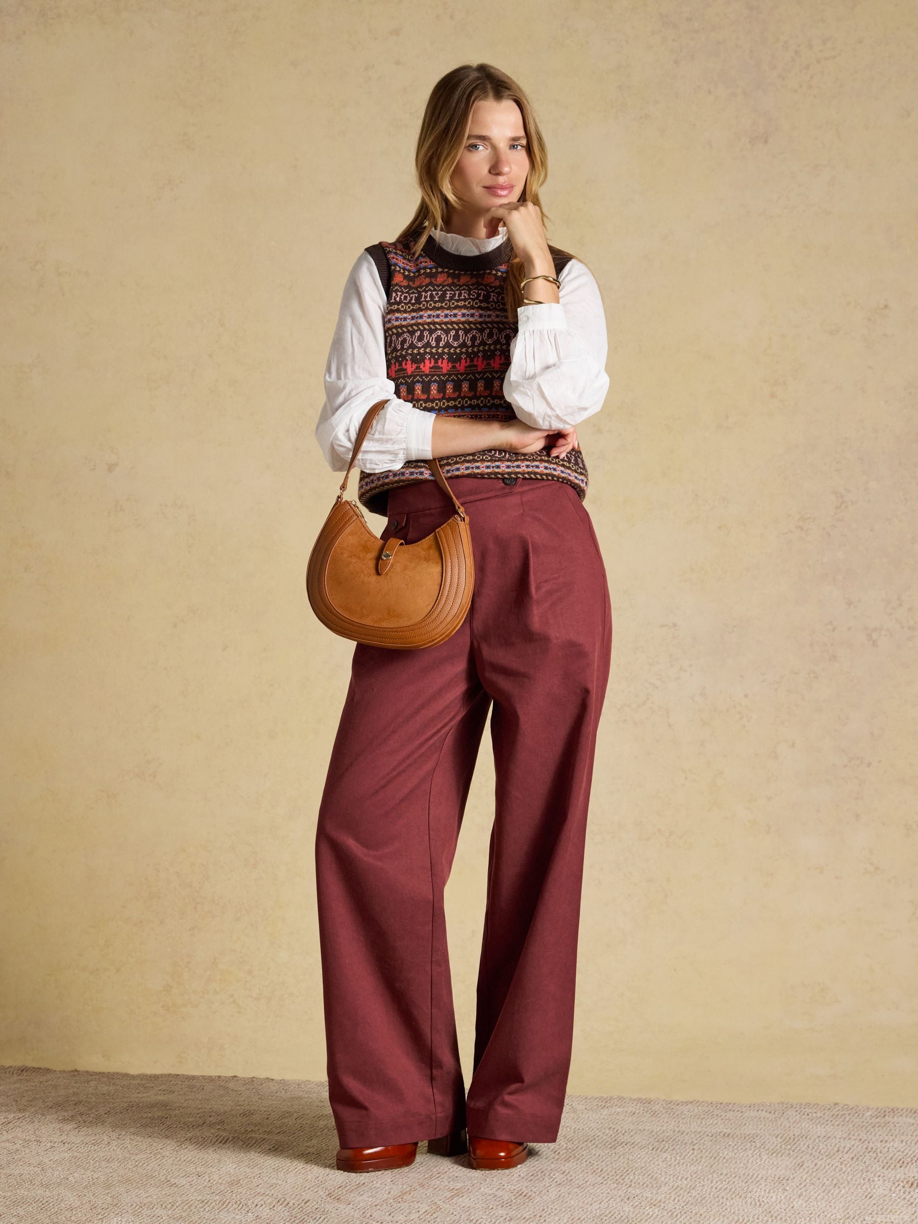 Tan Brown Crossbody Saddle Bag