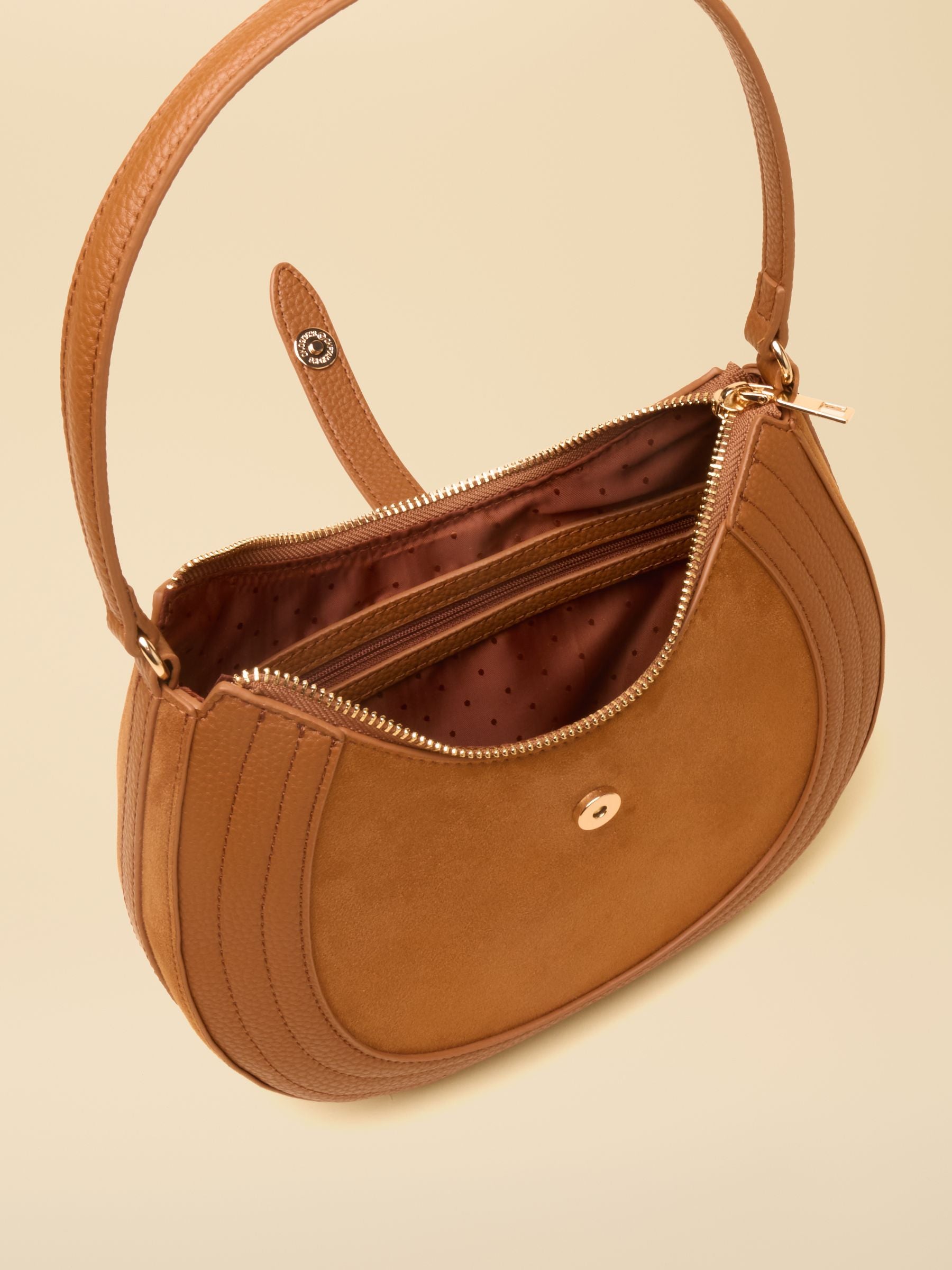 Tan Brown Crossbody Saddle Bag