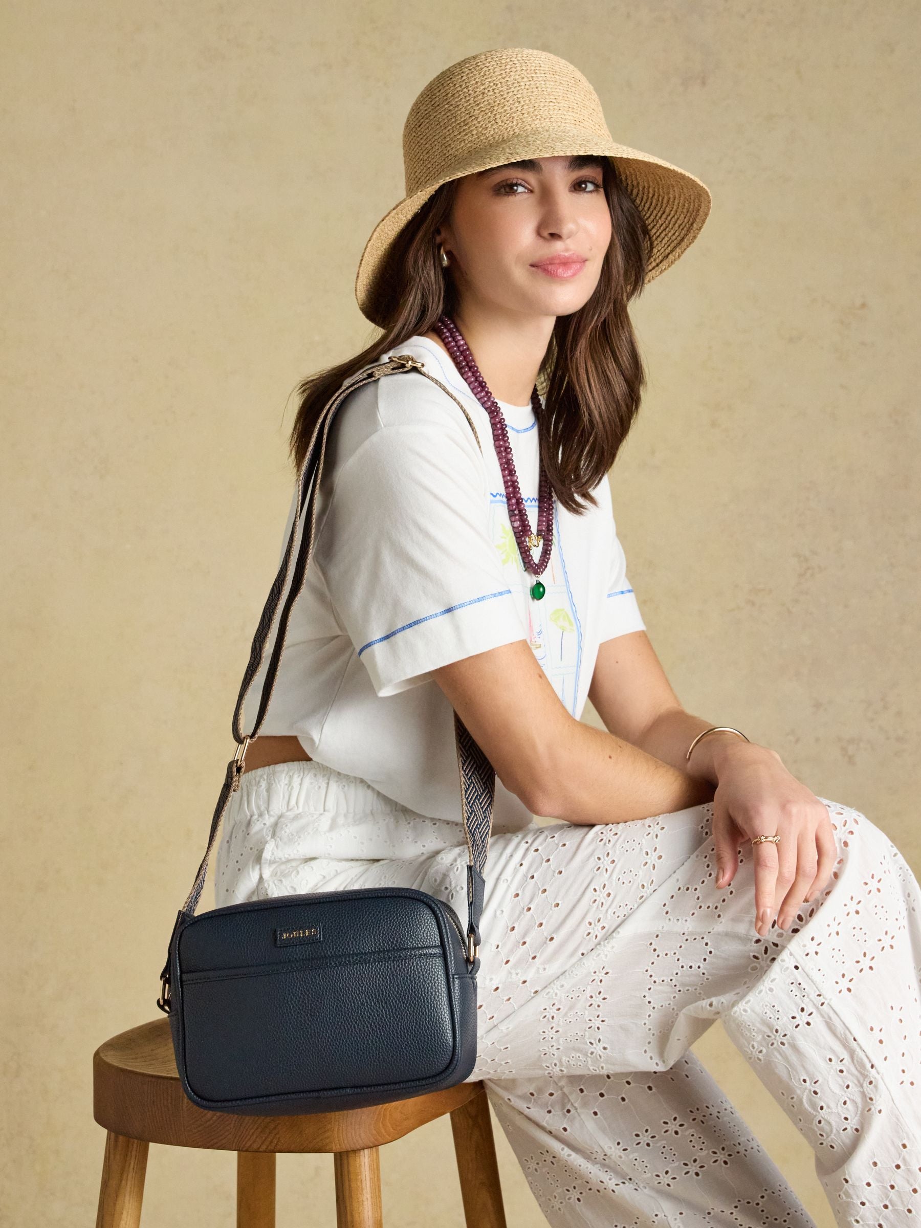 Trent Navy & Gold Cross Body Bag with Adjustable Thick Strap