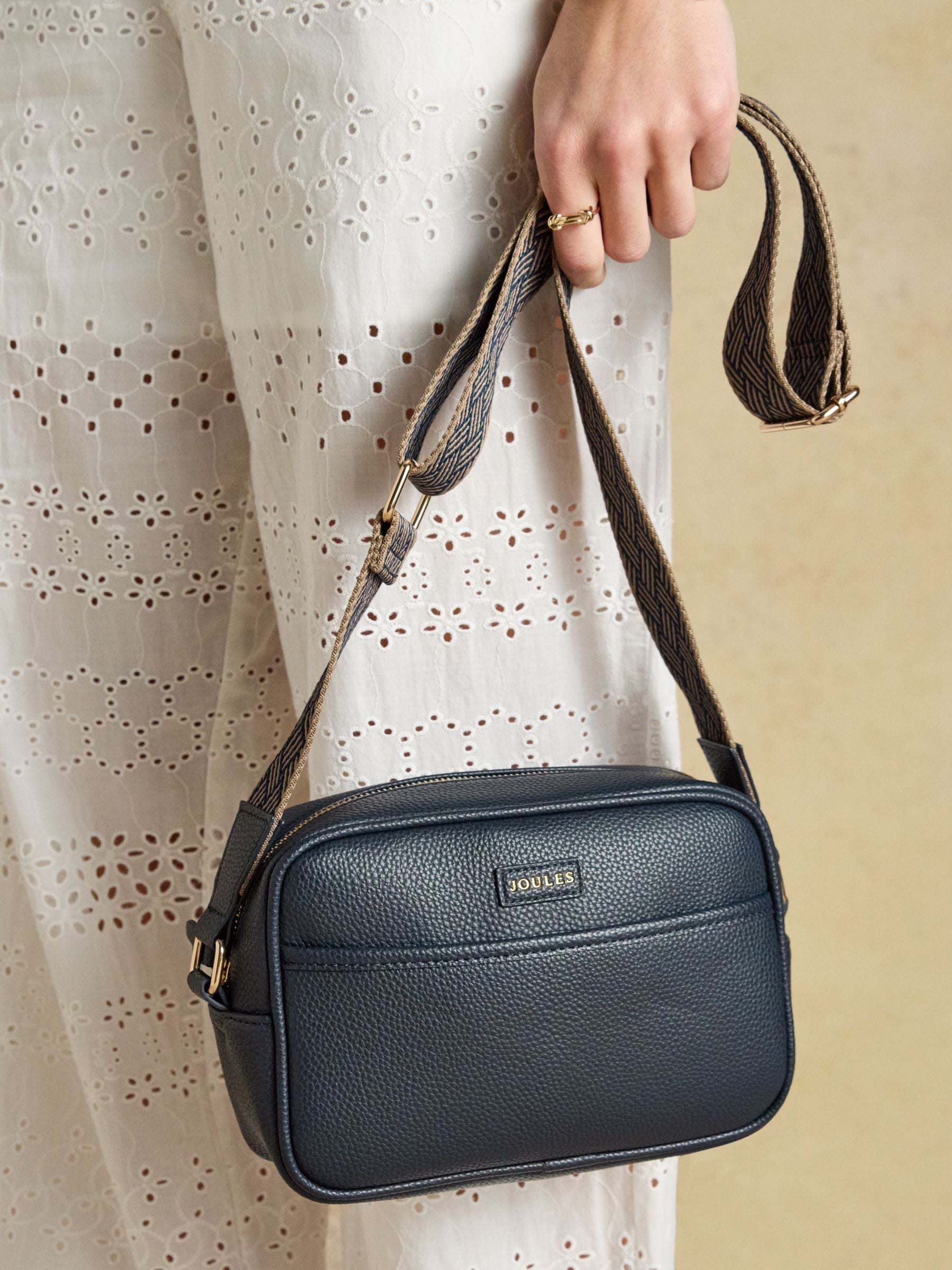Trent Navy & Gold Cross Body Bag with Adjustable Thick Strap