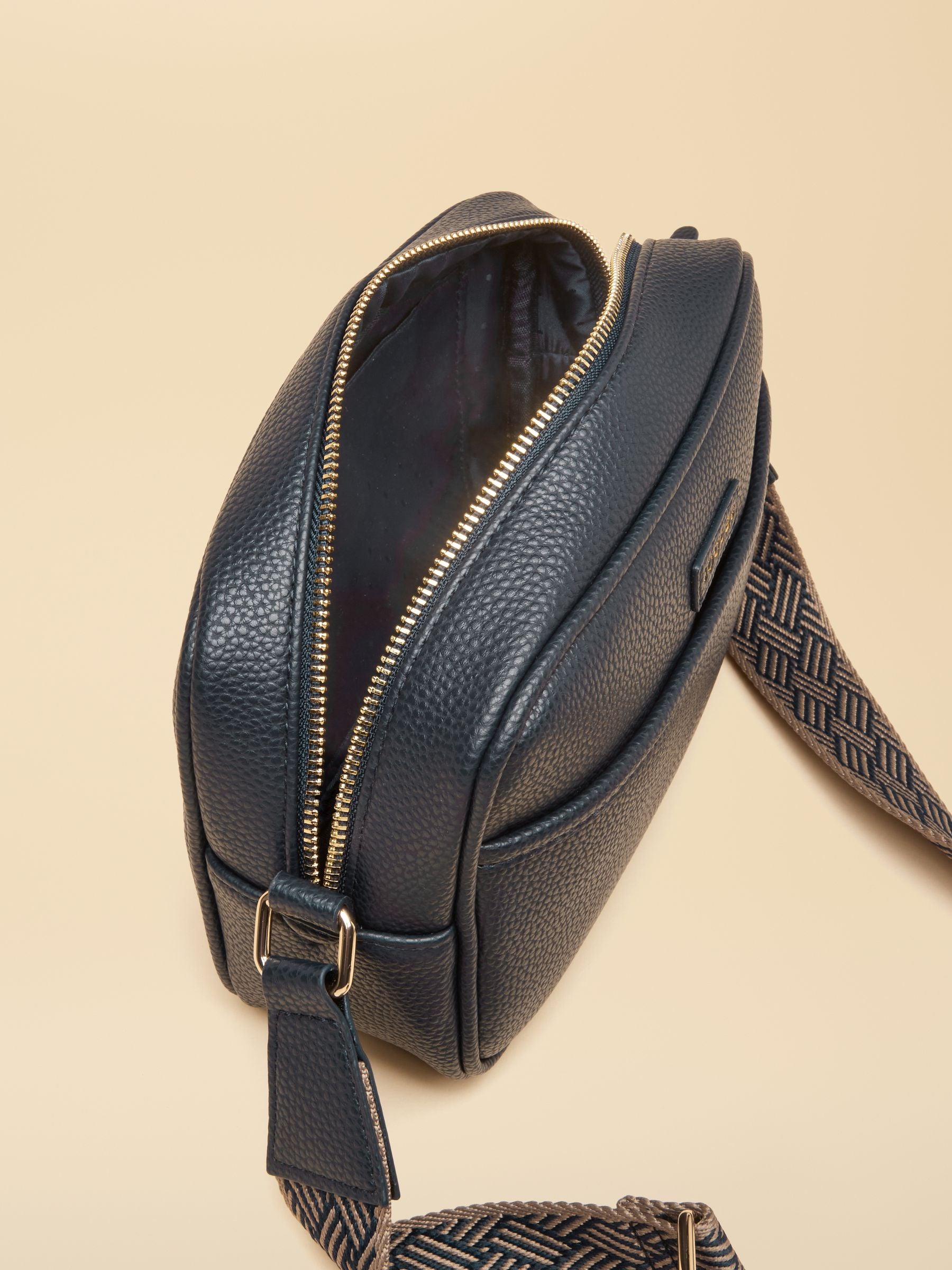 Trent Navy & Gold Cross Body Bag with Adjustable Thick Strap
