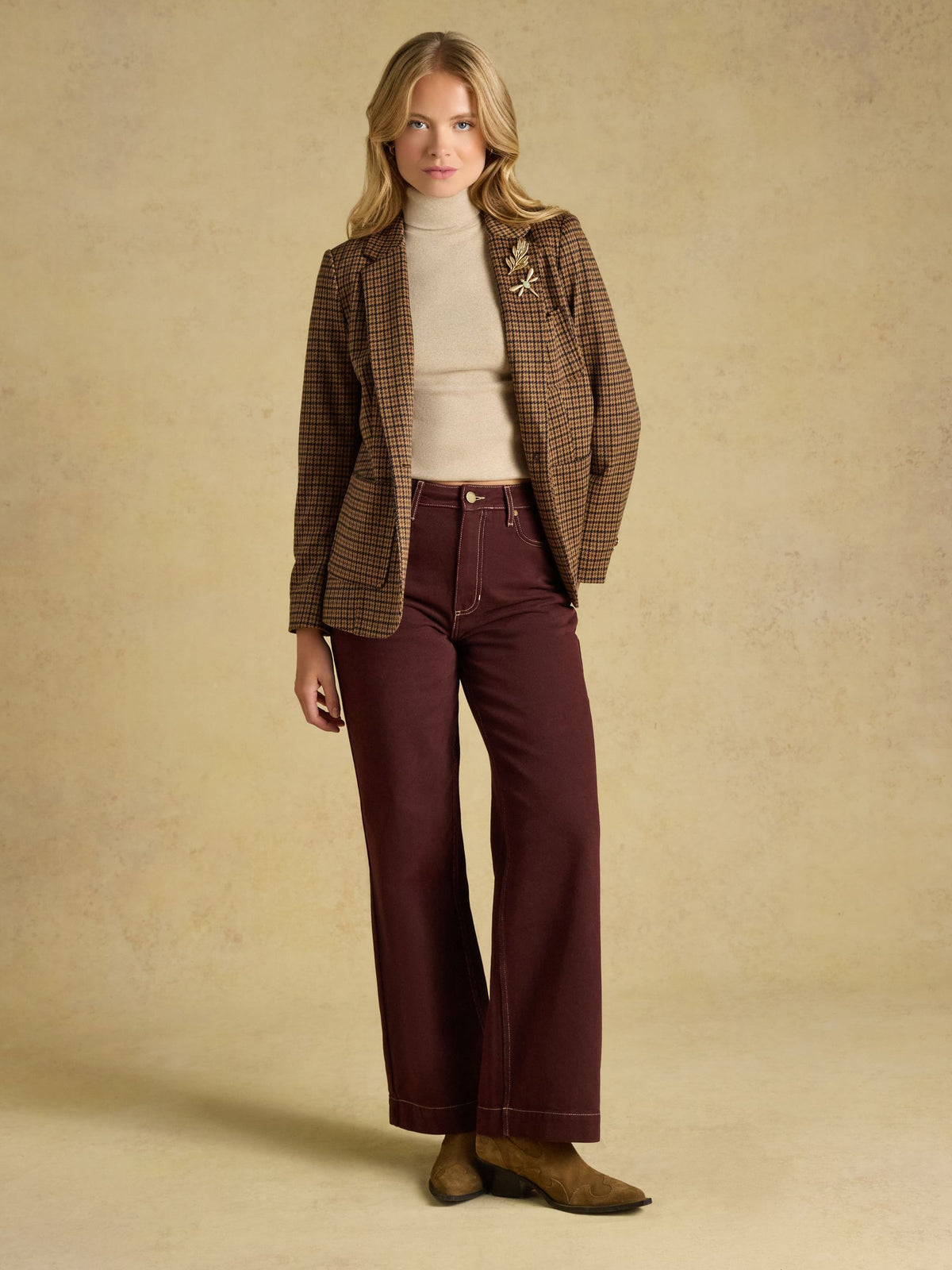 Warm Handle Ribbed Roll Neck Top - Oat Marl