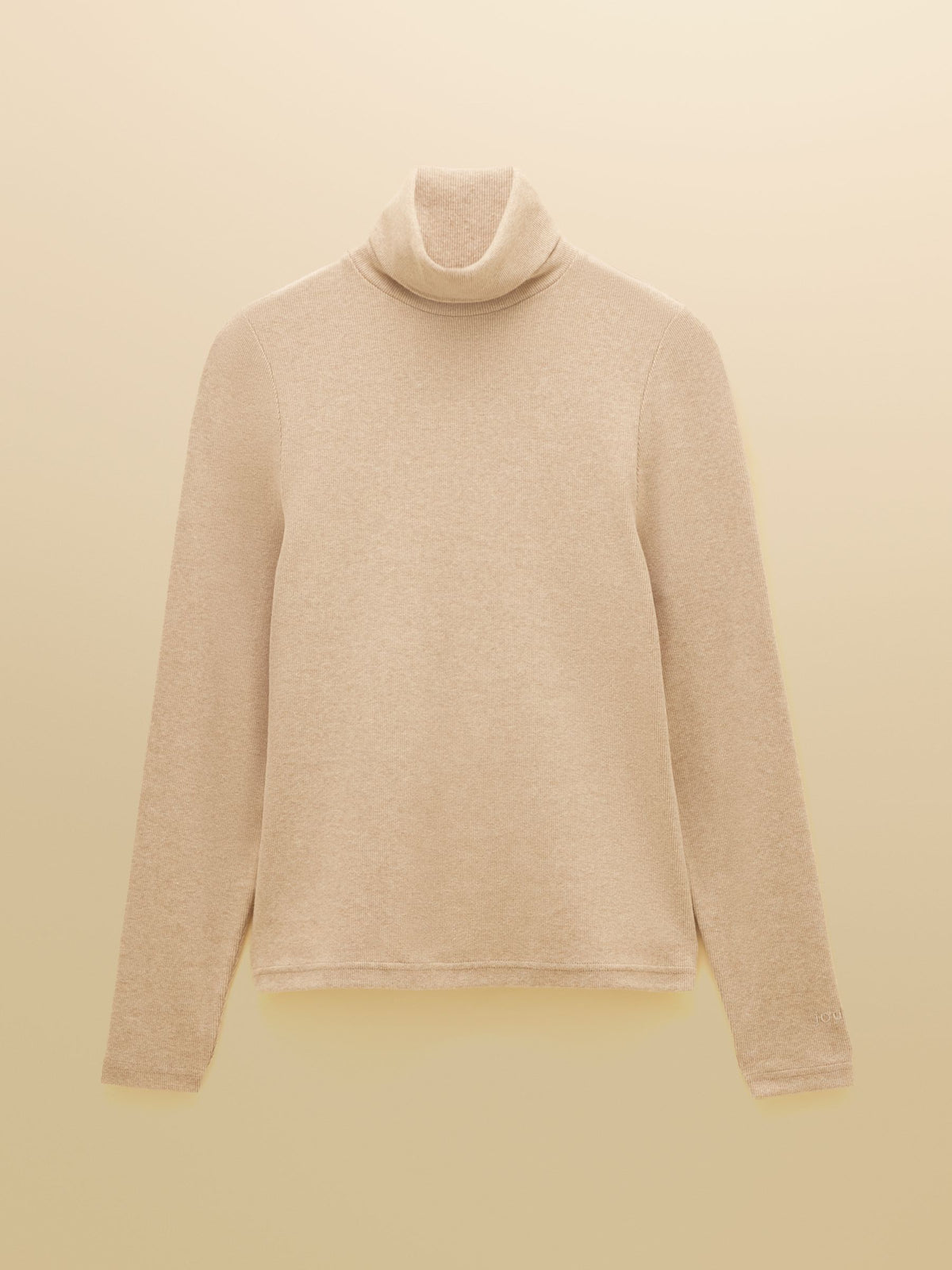 Warm Handle Ribbed Roll Neck Top - Oat Marl
