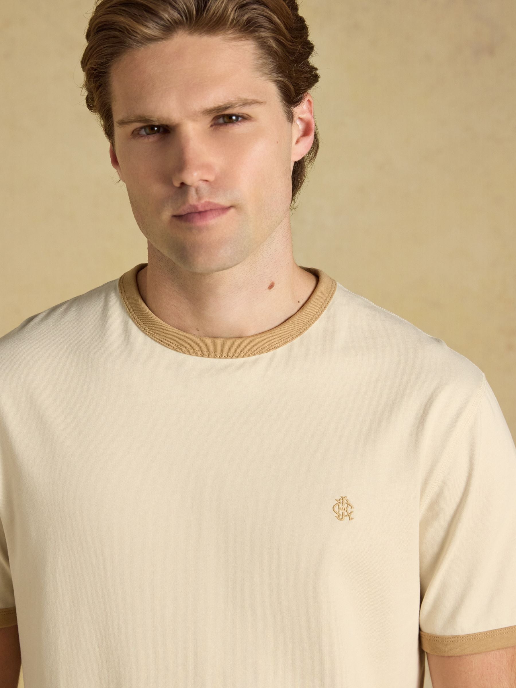 Rugby Club Cream Crew Neck Cotton T-Shirt
