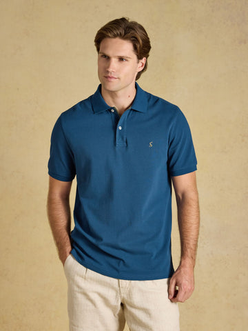 Woody Teal Blue Cotton Pique Polo Shirt