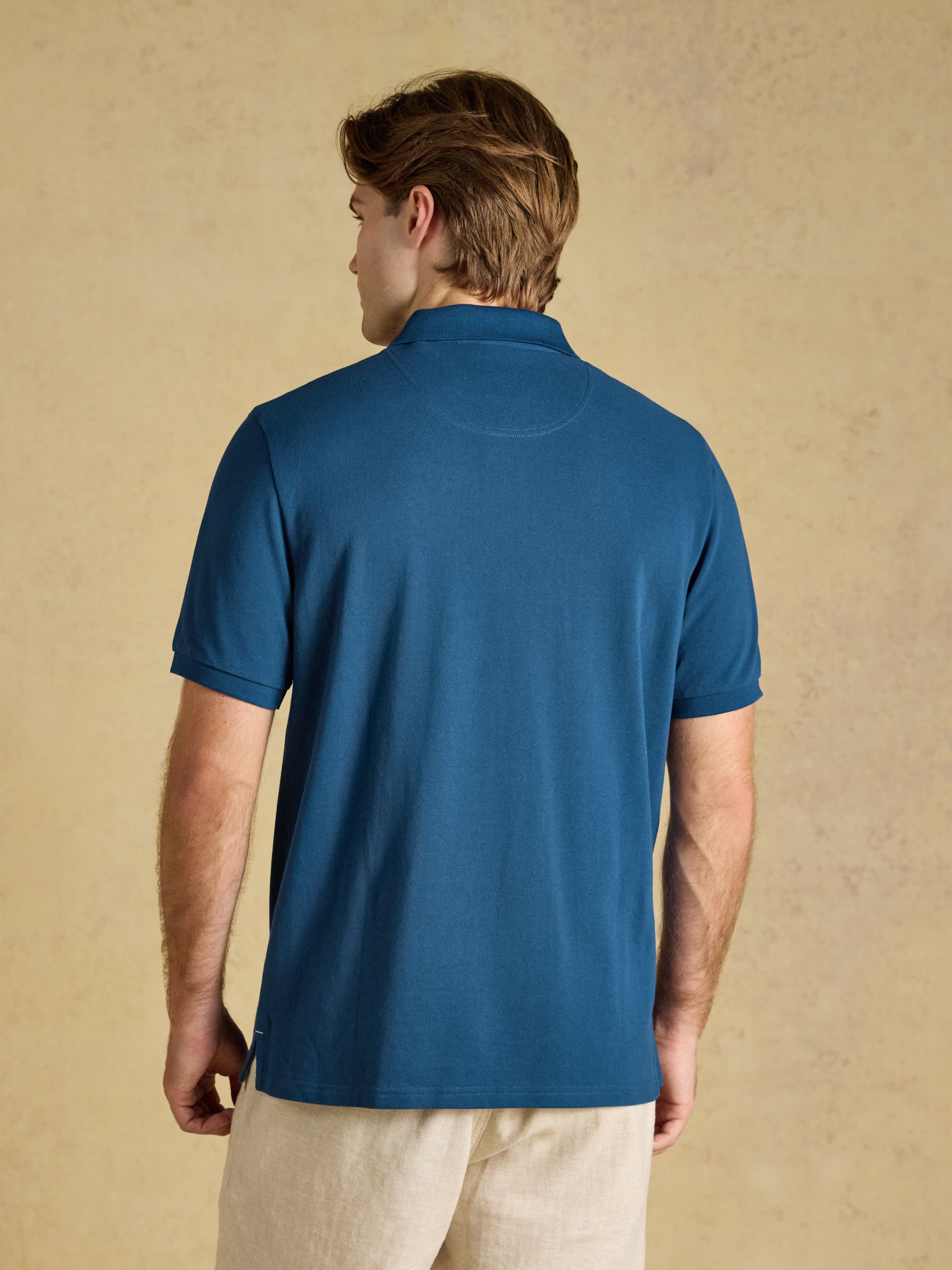 Woody Teal Blue Cotton Pique Polo Shirt