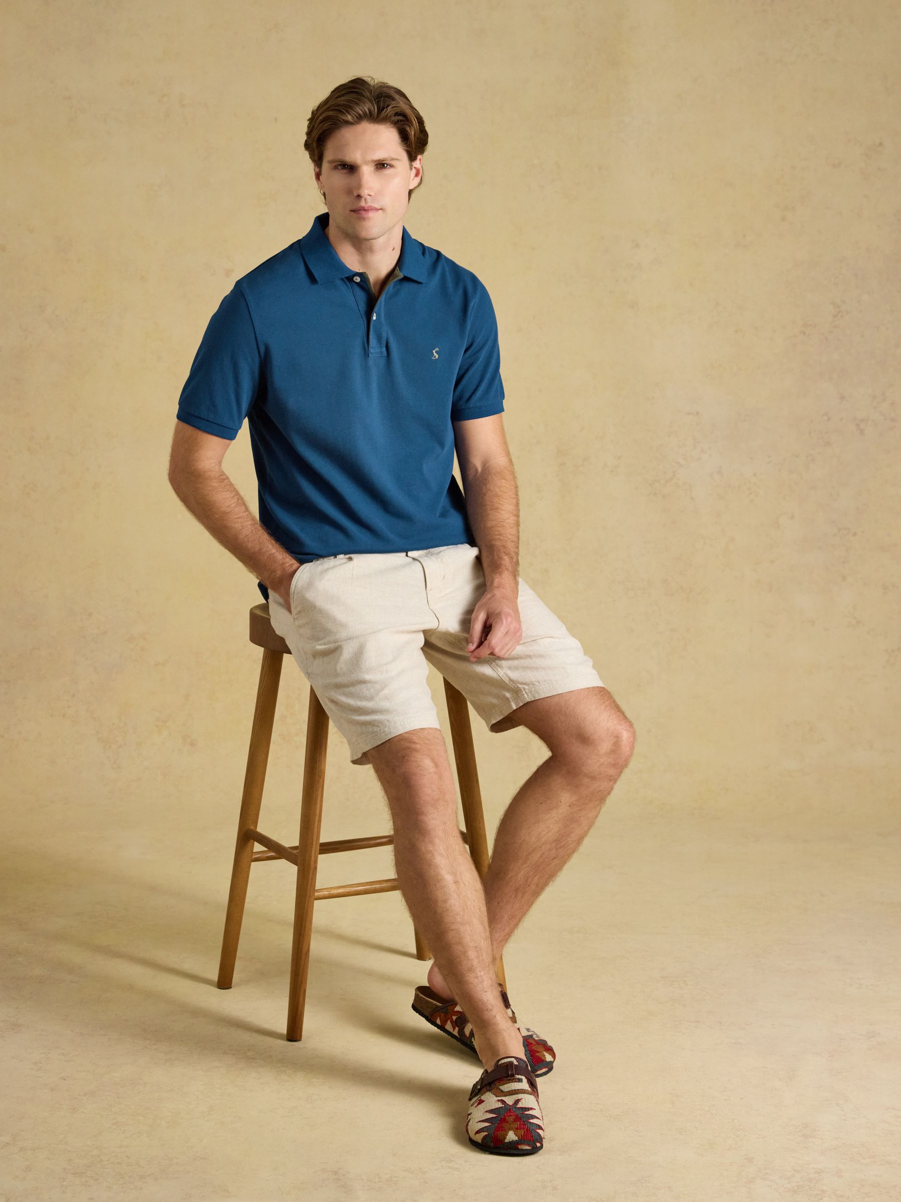 Woody Teal Blue Cotton Pique Polo Shirt