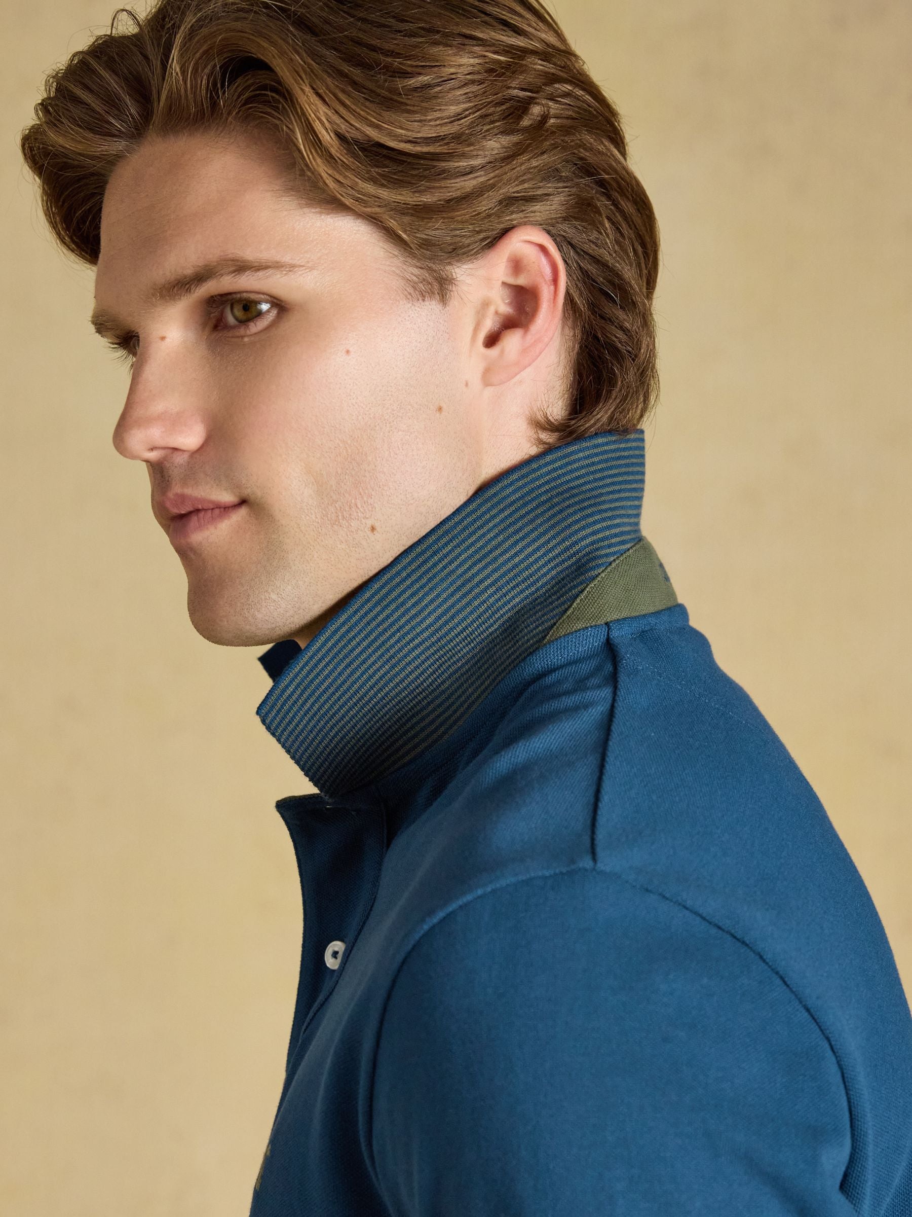 Woody Teal Blue Cotton Pique Polo Shirt