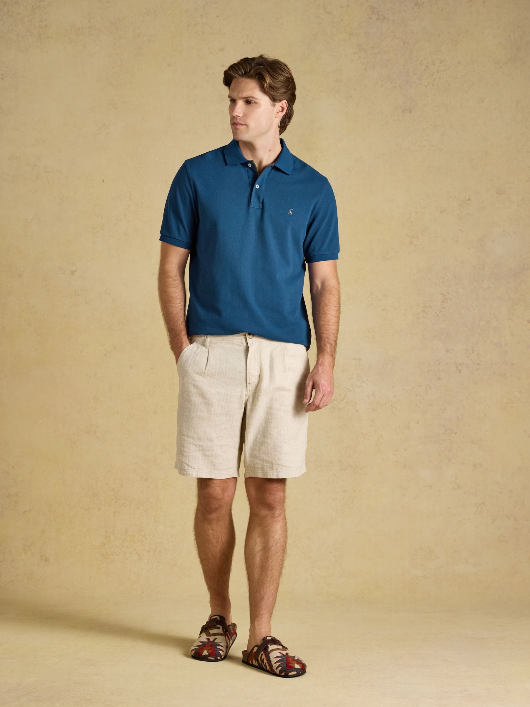 Woody Teal Blue Cotton Pique Polo Shirt
