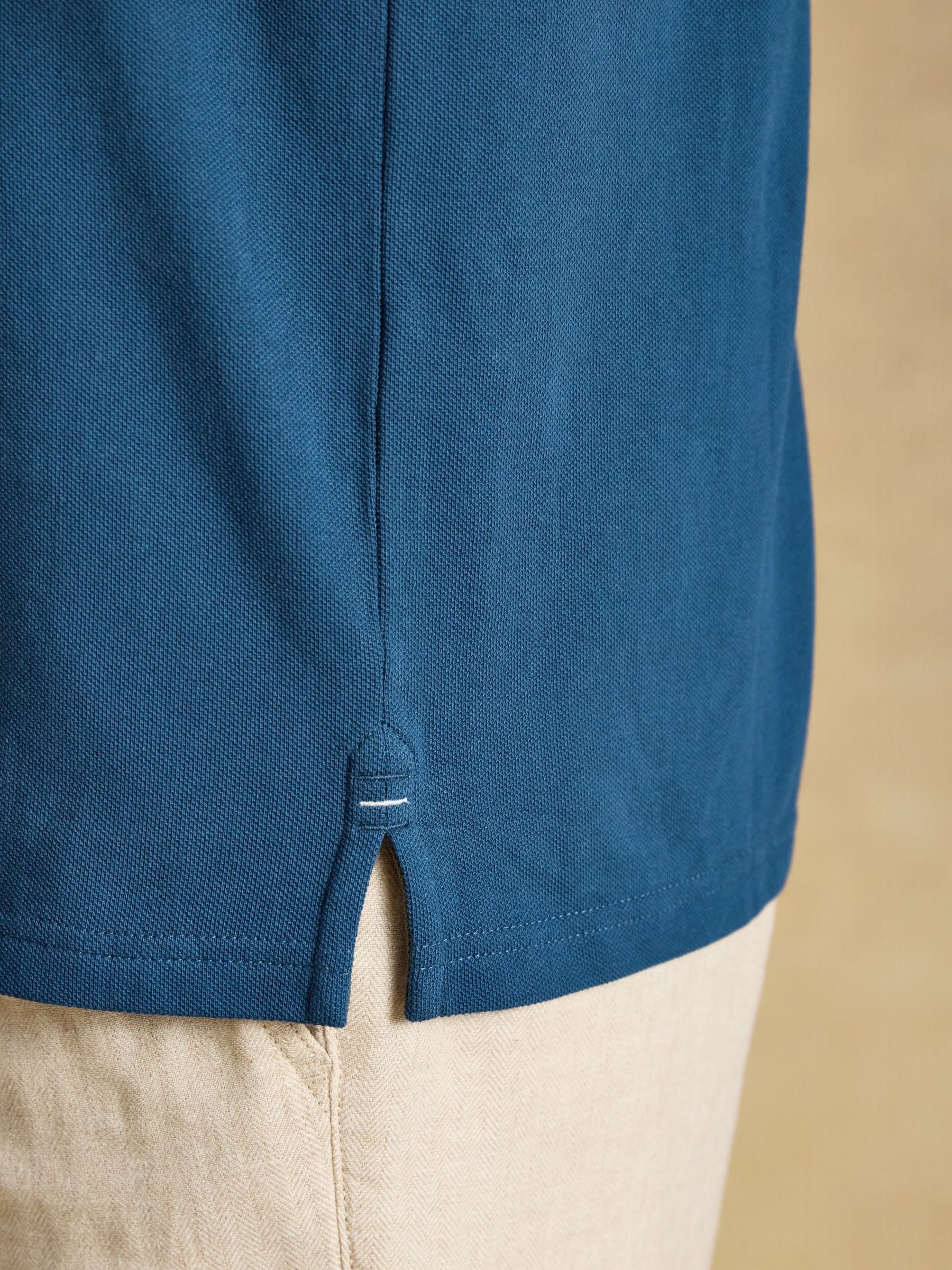 Woody Teal Blue Cotton Pique Polo Shirt