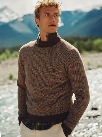 Wool Rich Roll Neck Jumper - Brown